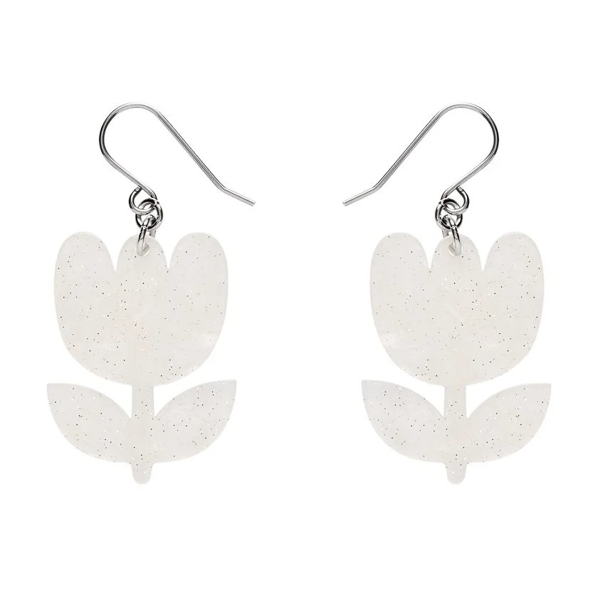 Tulip Drop Earrings - White