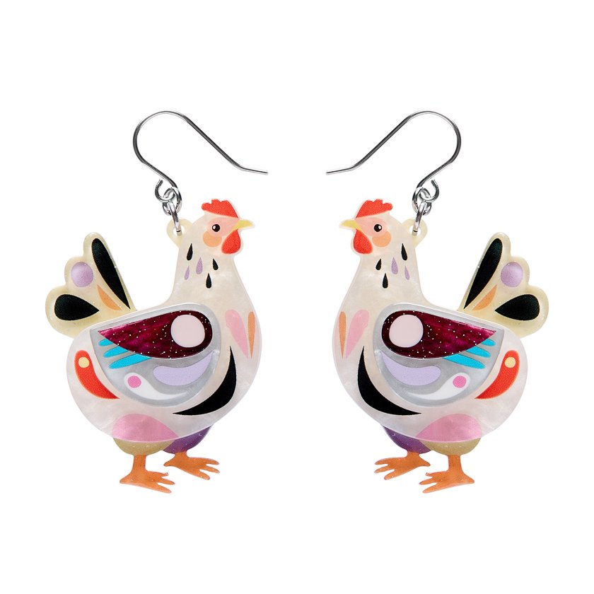 Clara the Chicken Drop Earrings