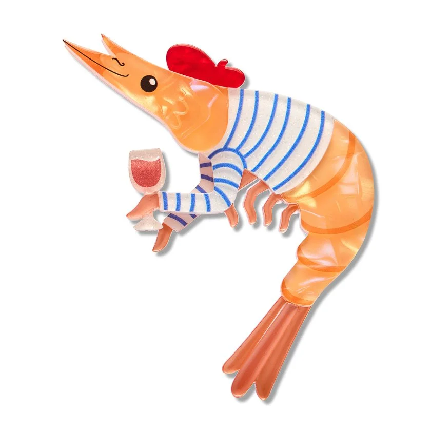 Pascal the Parisian Prawn Brooch