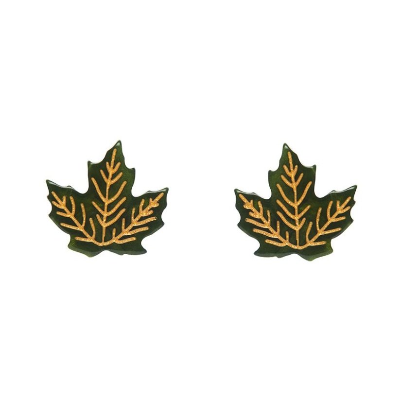 EECH112+Maple+Leaf+Stud+Earrings+-+Green-1.jpg