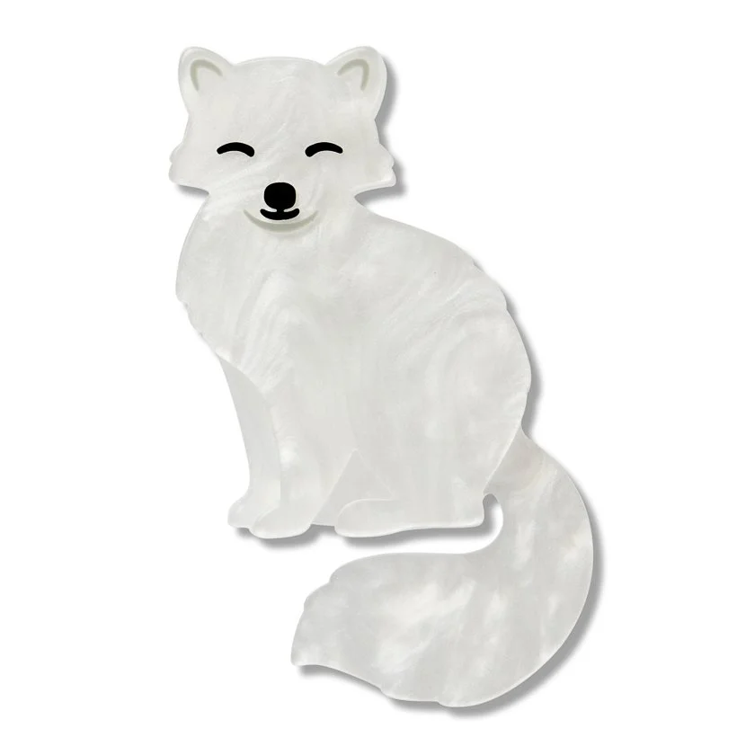 Arctic Fox Simplified Mini Brooch