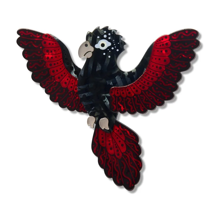 Kurri Kurri Marrpu (Red-Tailed Black Cockatoo) Brooch