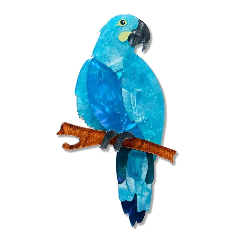 Glaucous Macaw Brooch