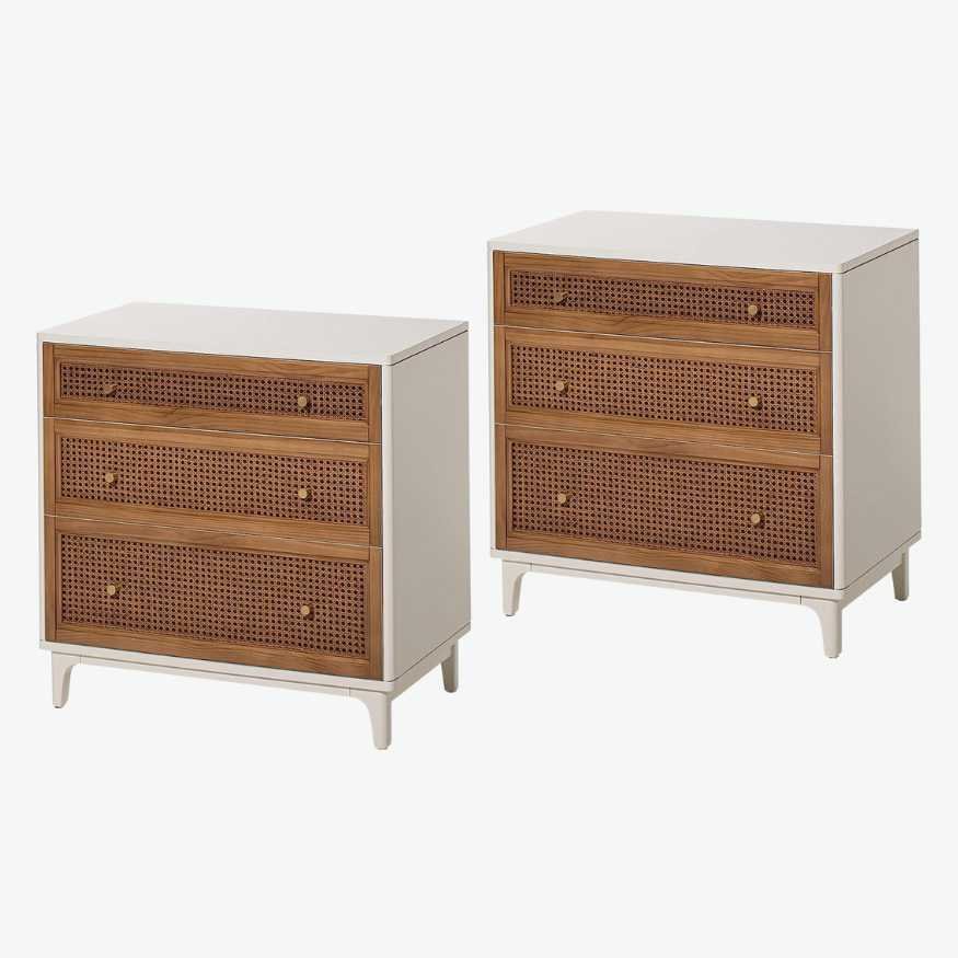 Set of Two Dressers with Three Wicker Drawers and Gold Knobs.jpg
