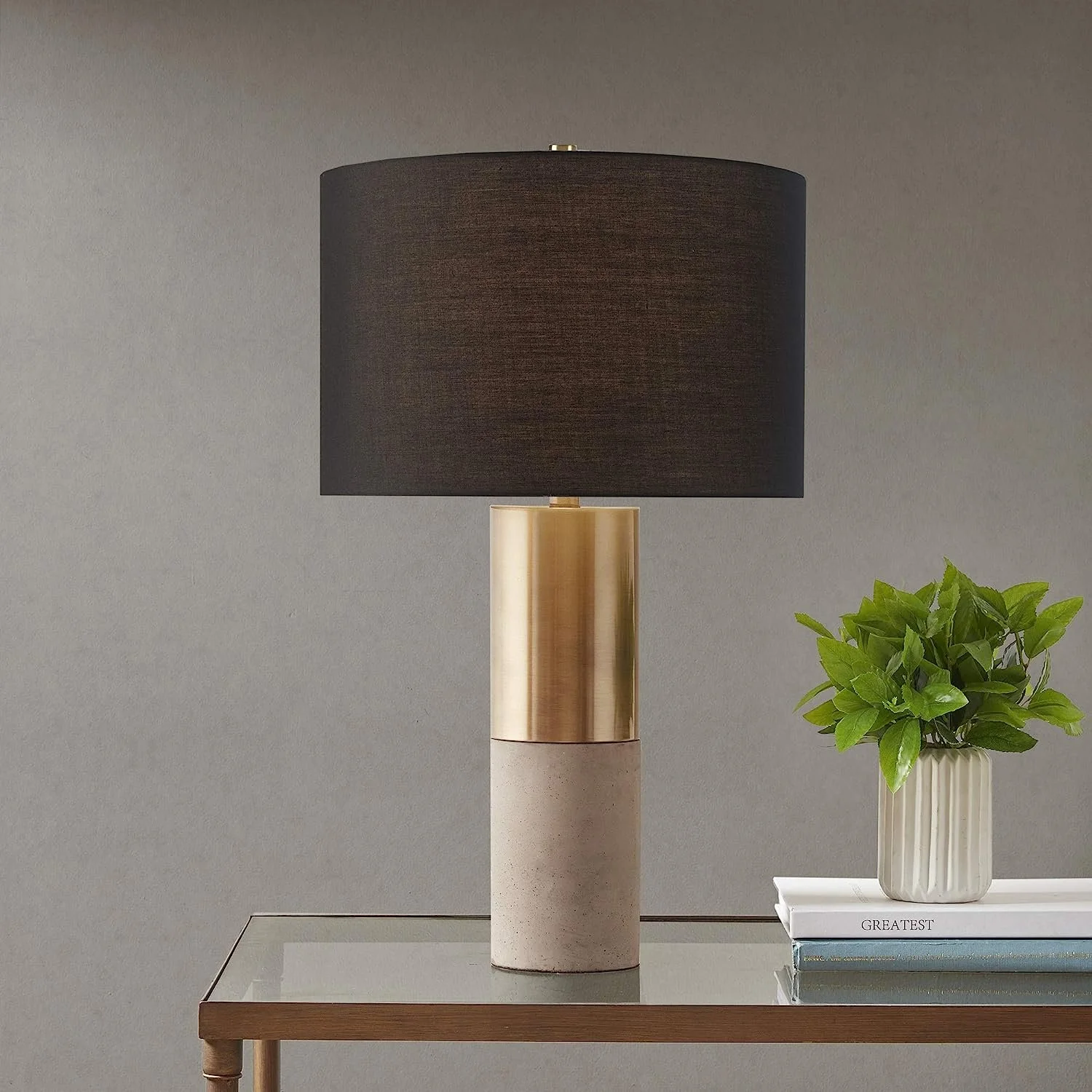Table Lamp Black Shade Gold and Grey Base.jpg