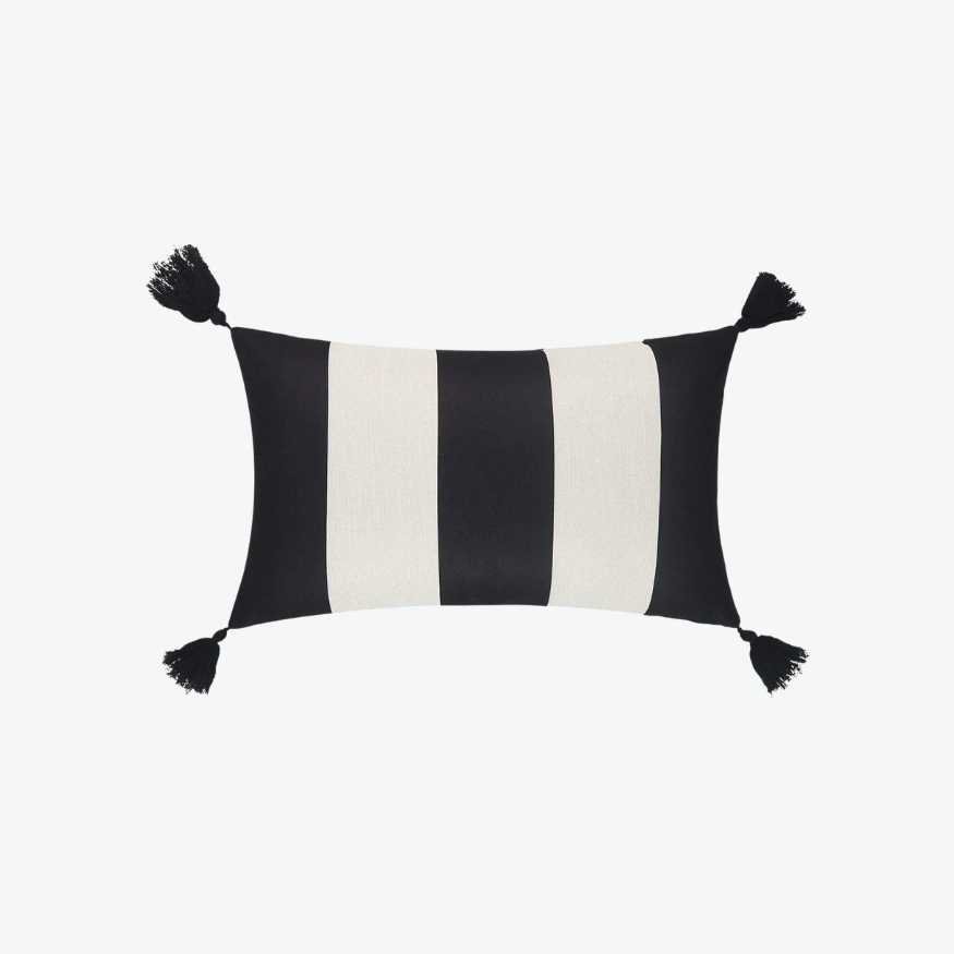 Black and White Striped 12x20 Pillow with Black Corner Tassels.jpg