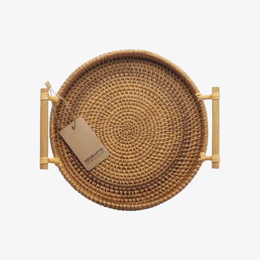 Woven Round Wicker Table Tray with Bamboo Handles.jpg