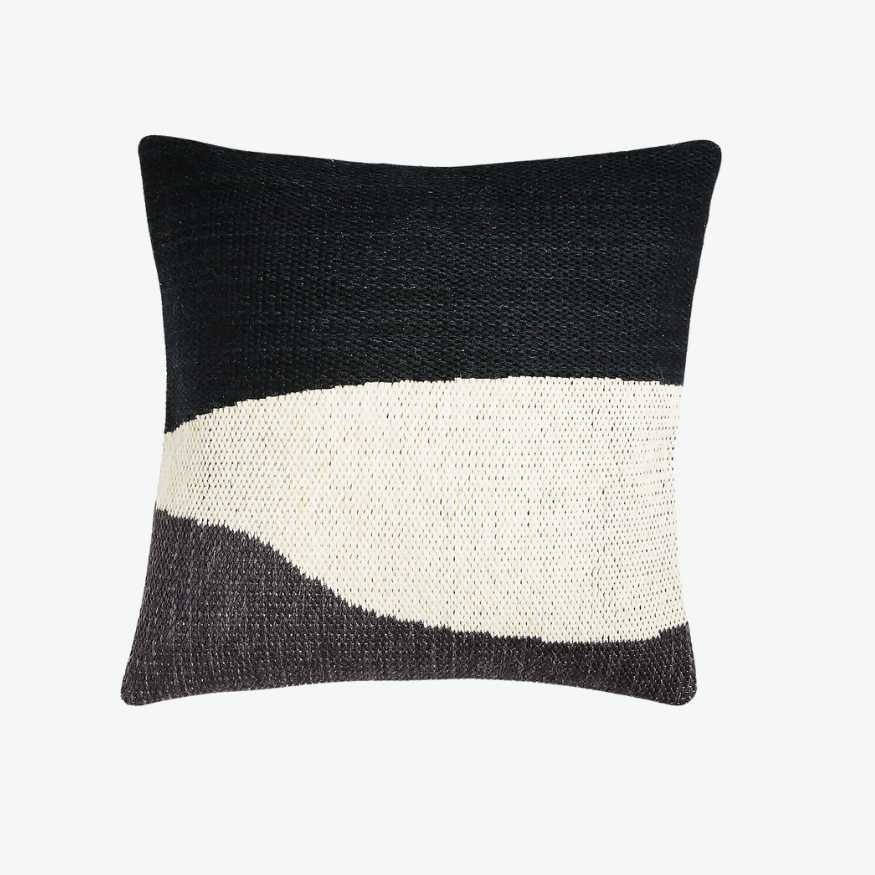 Black White Grey Abstract Sherpa Square Throw Pillow.jpg