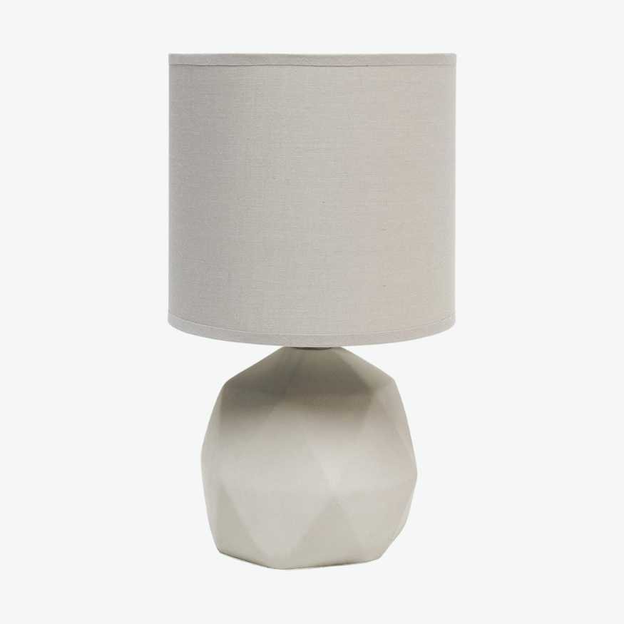 Geometric Short Round White Ceramic Base and White Shade Table Lamp.jpg