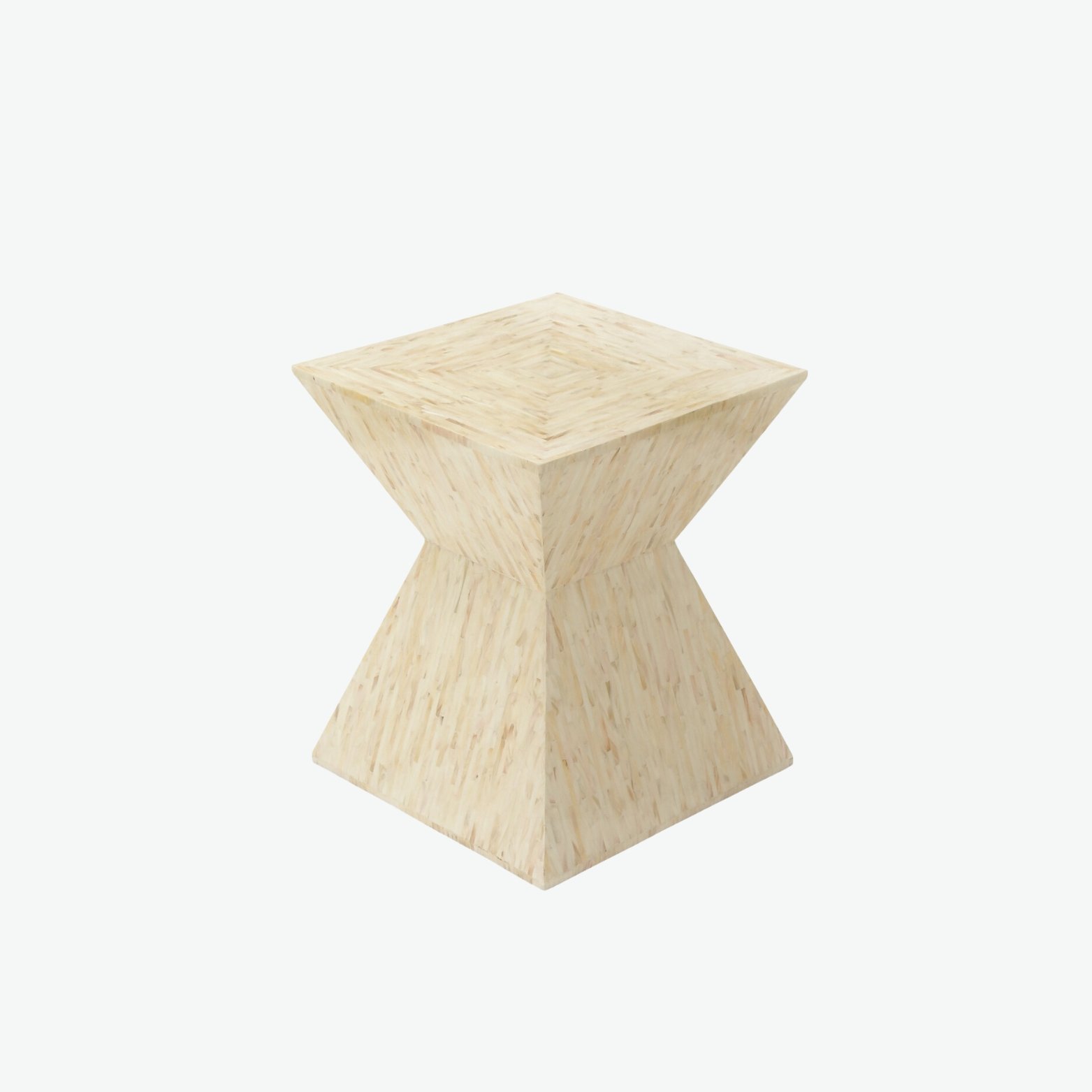 Cream Marbled Wood Diagonal Geometric Side Table.jpg
