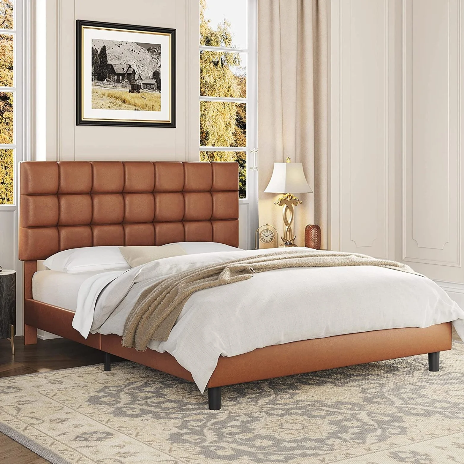 Faux Leather Square Headboard and Frame .jpg