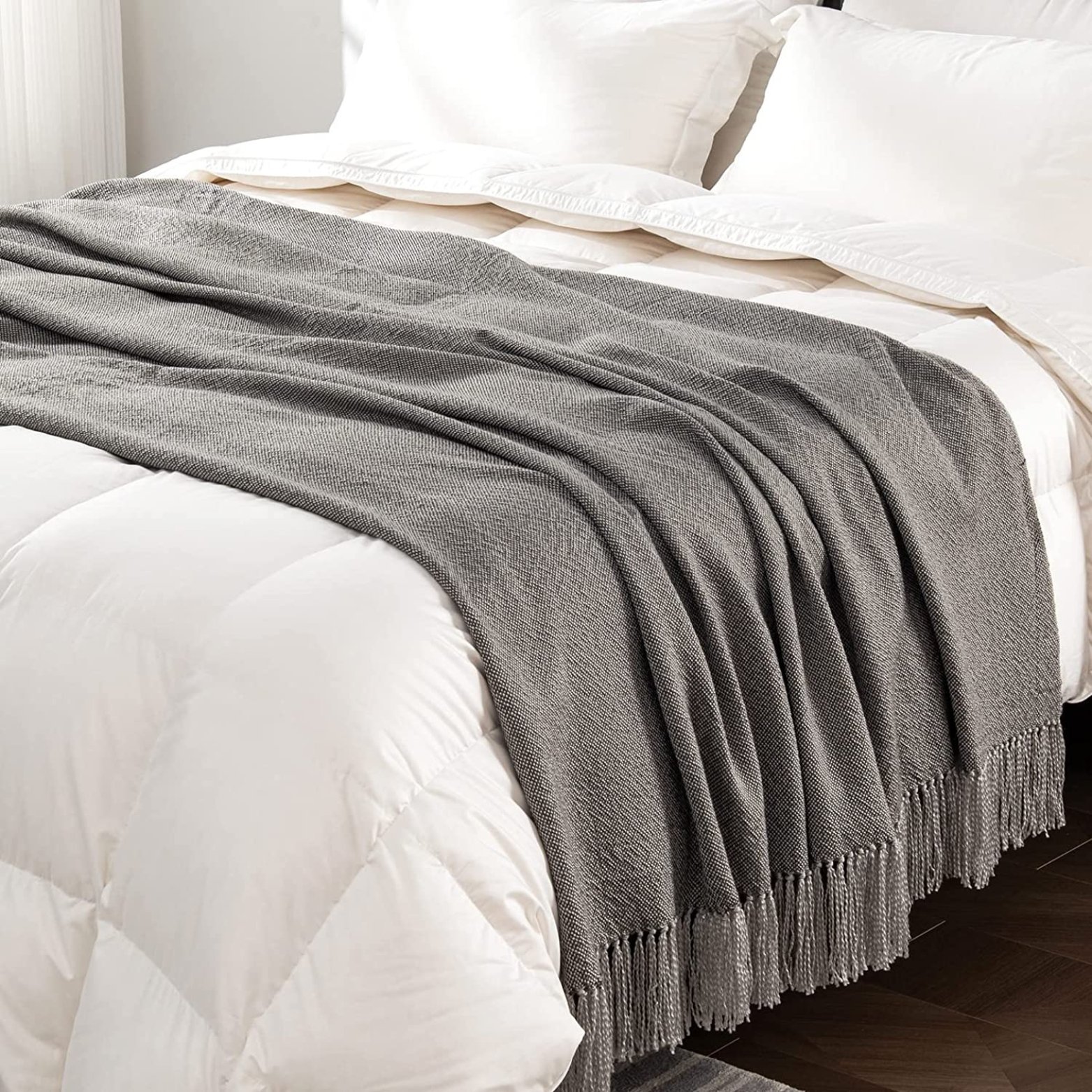 Grey Herringbone Throw Blanket with Tassels.jpg