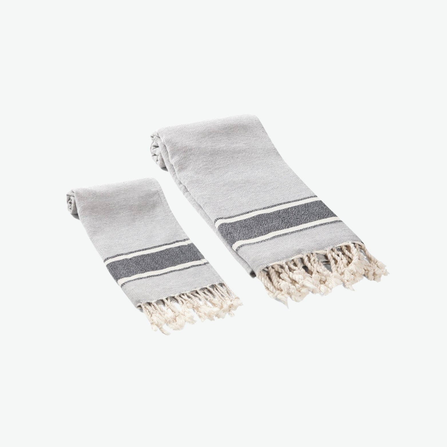 Grey Textured & Striped Kitchen Hand Towel with Tassels.jpg