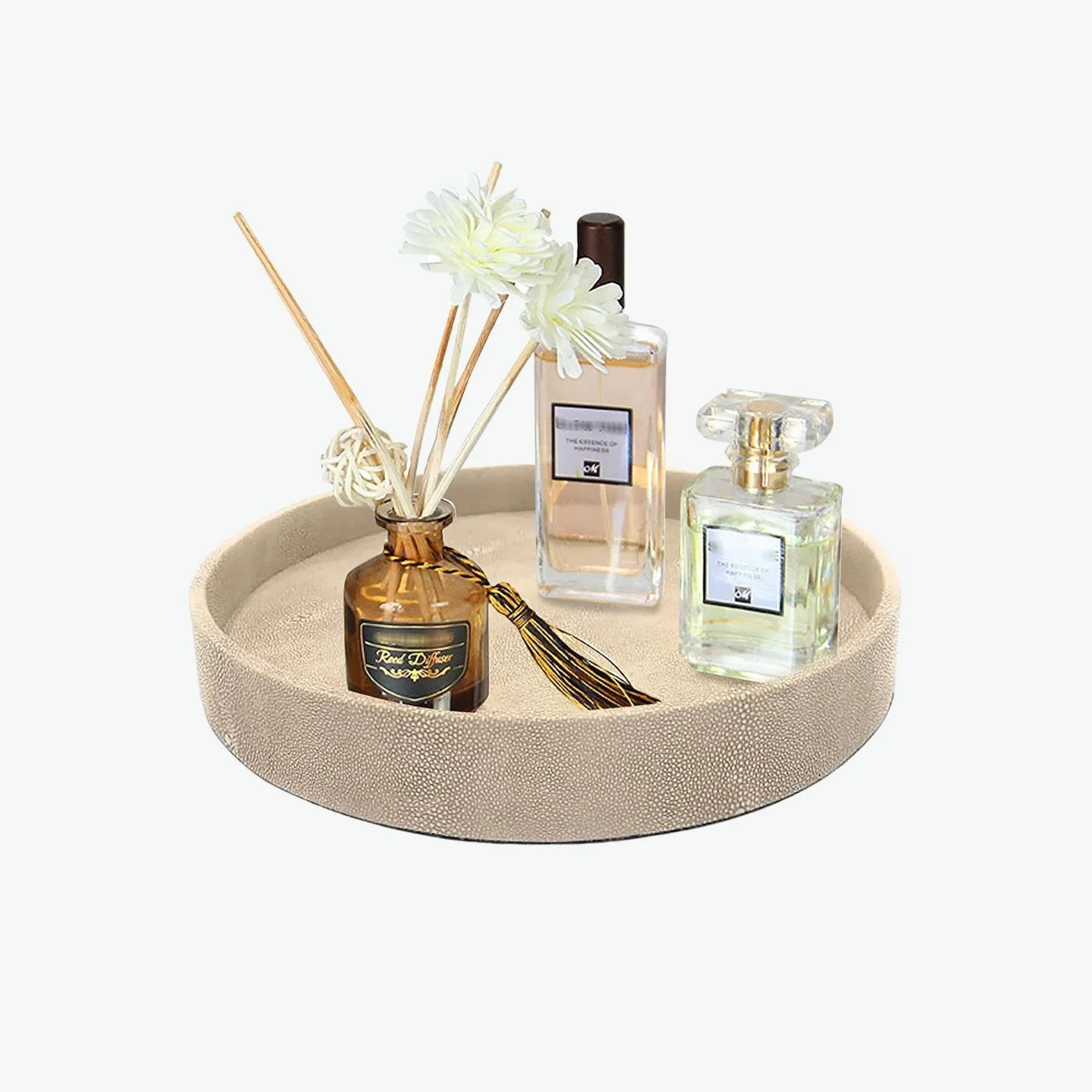 Reptilian Textured Cream Round Vanity Tray.jpg