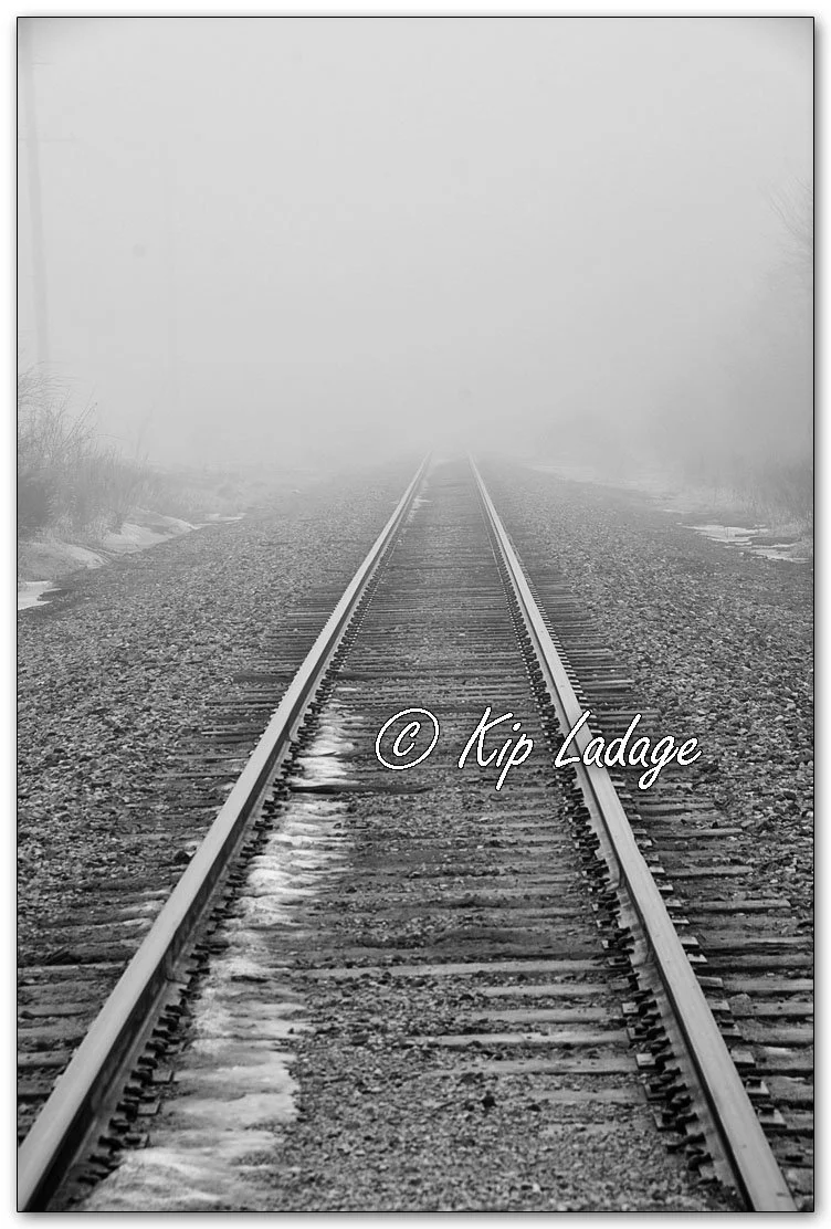 Railroad Tracks in Fog - Image 1054704mono