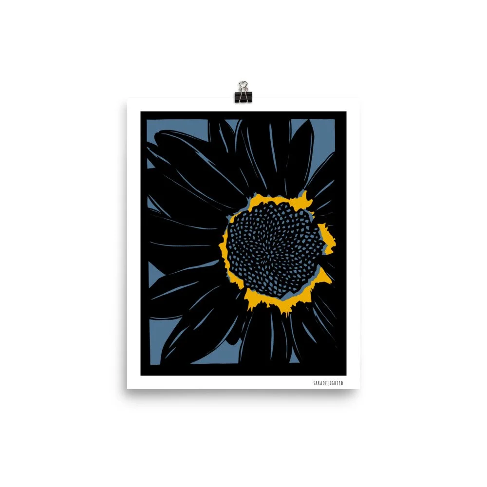 Chocolate Sunflower Art Print 8x10 Red — Sara Delighted