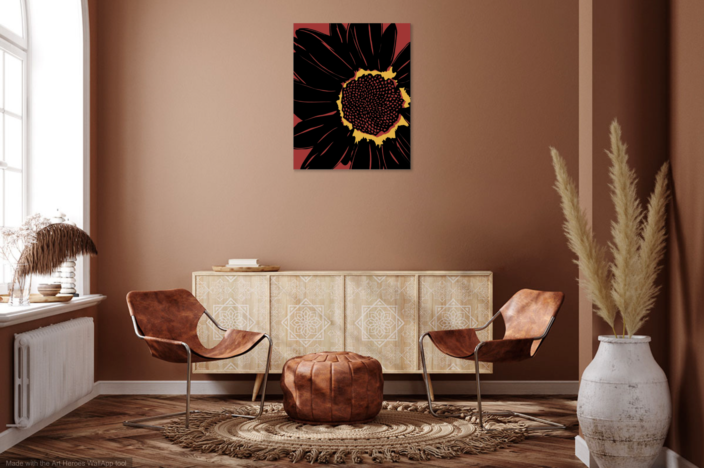 Sunflower (Red) Art Print Canvas