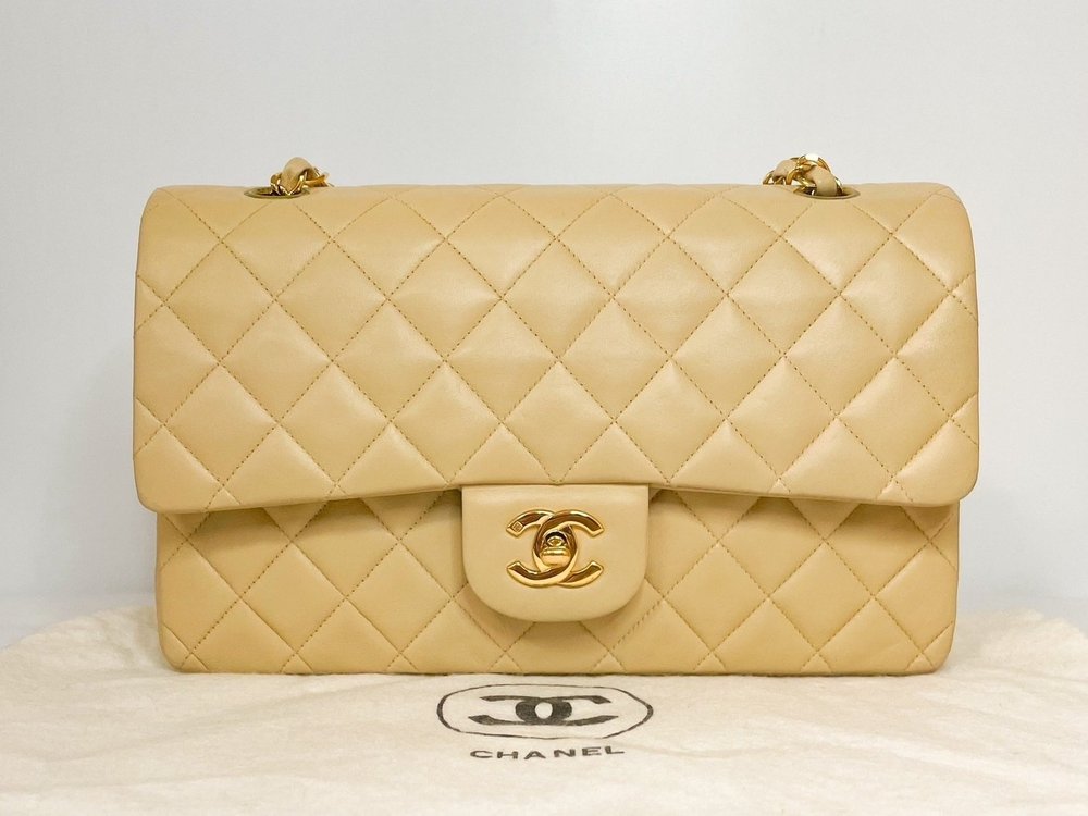 Chanel Beige Claire Quilted Caviar Small Classic Double Flap Gold Hardware,  2022 Available For Immediate Sale At Sotheby's