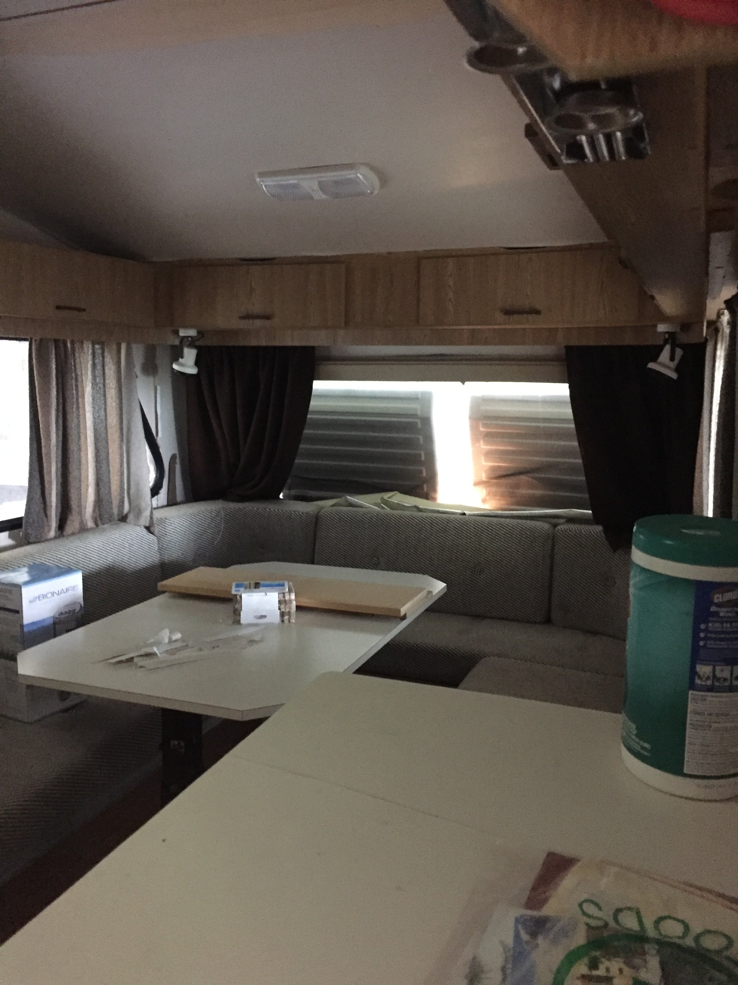 Front end; before removing the curtains and painting the upper cabinets