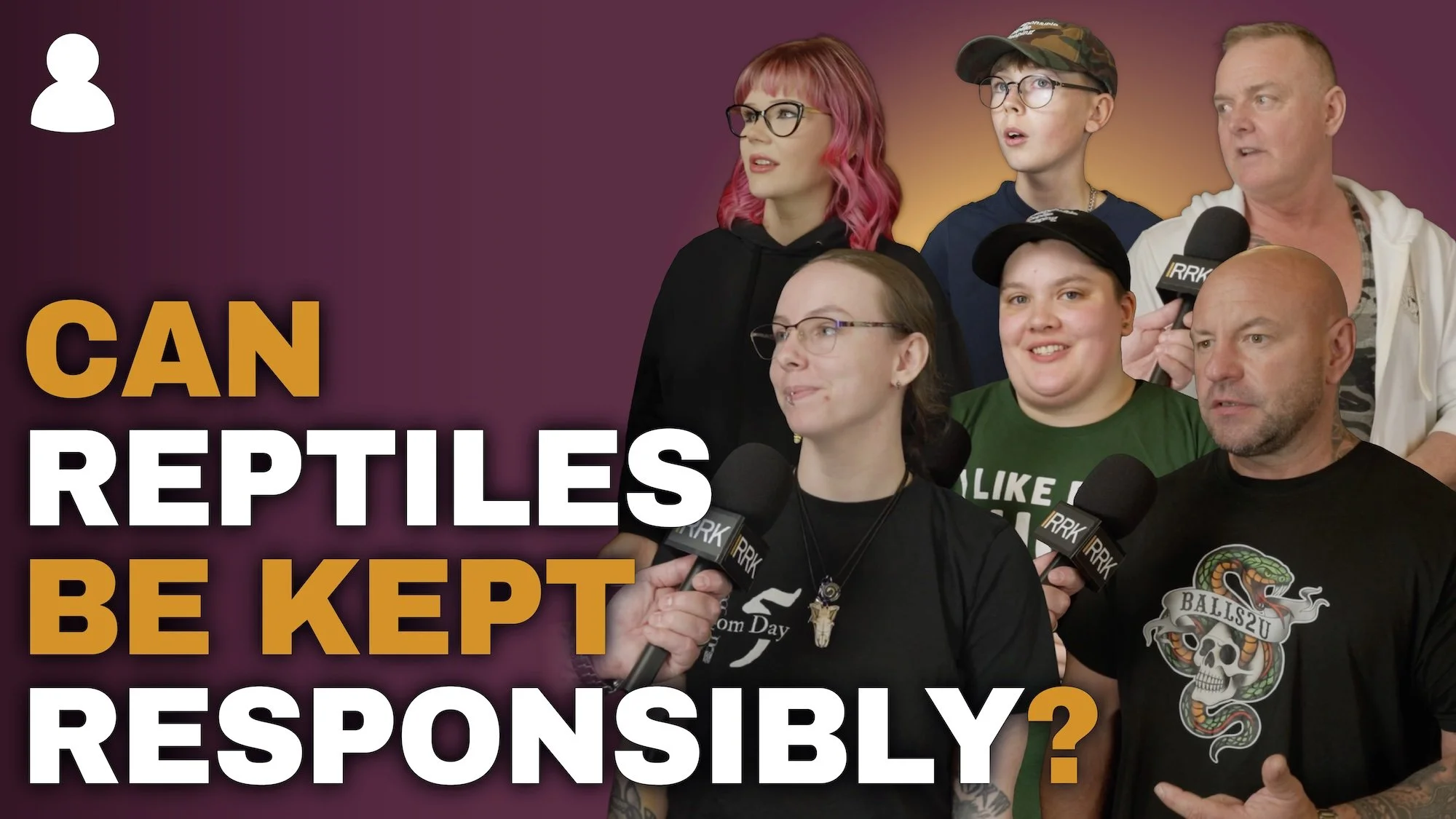 Thumbnail featuring the text "Can reptiles be kept responsibly" alongside photographs of reptile keepers being interviewed at an International Herpetological Society show about reptile welfare and responsible reptile keeping.