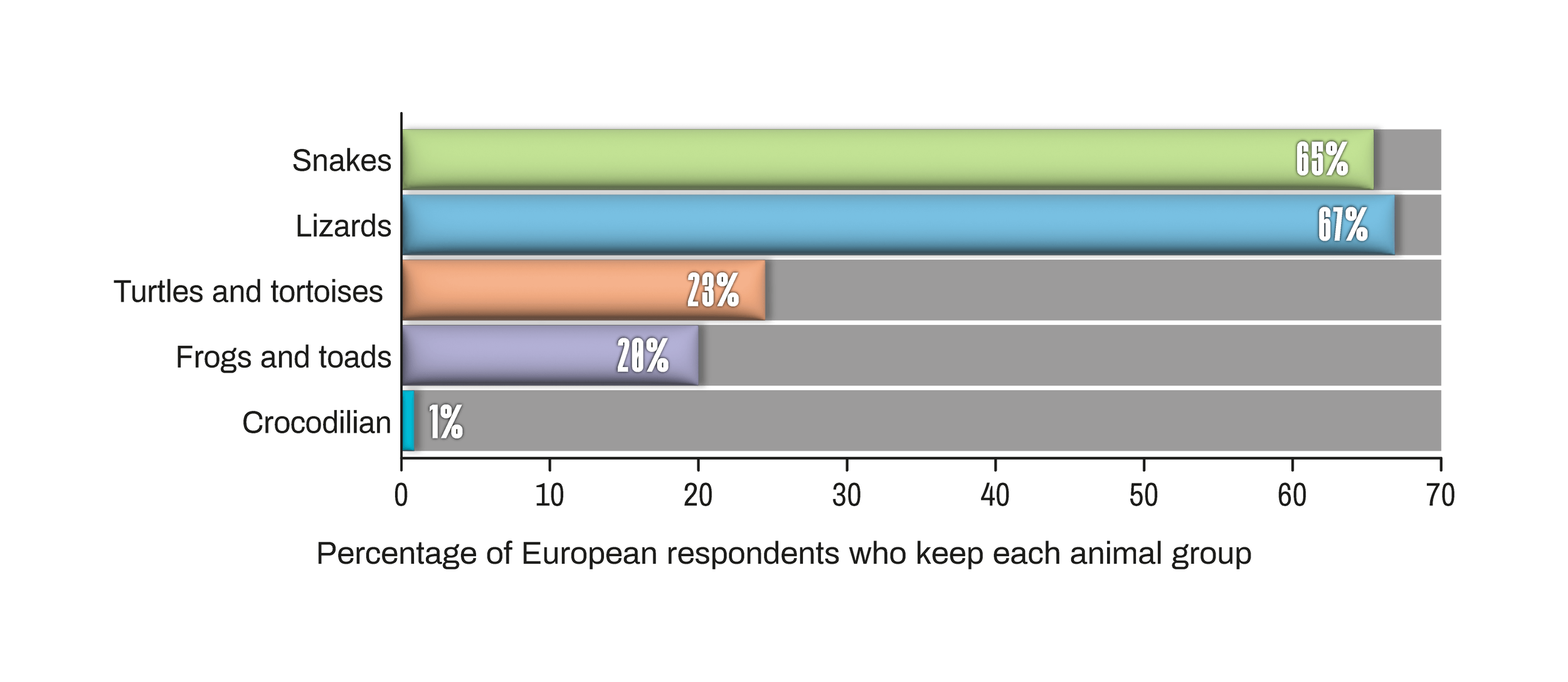 Worldwide Reptile Super Survey - Europe reptile taxa tally bar chart