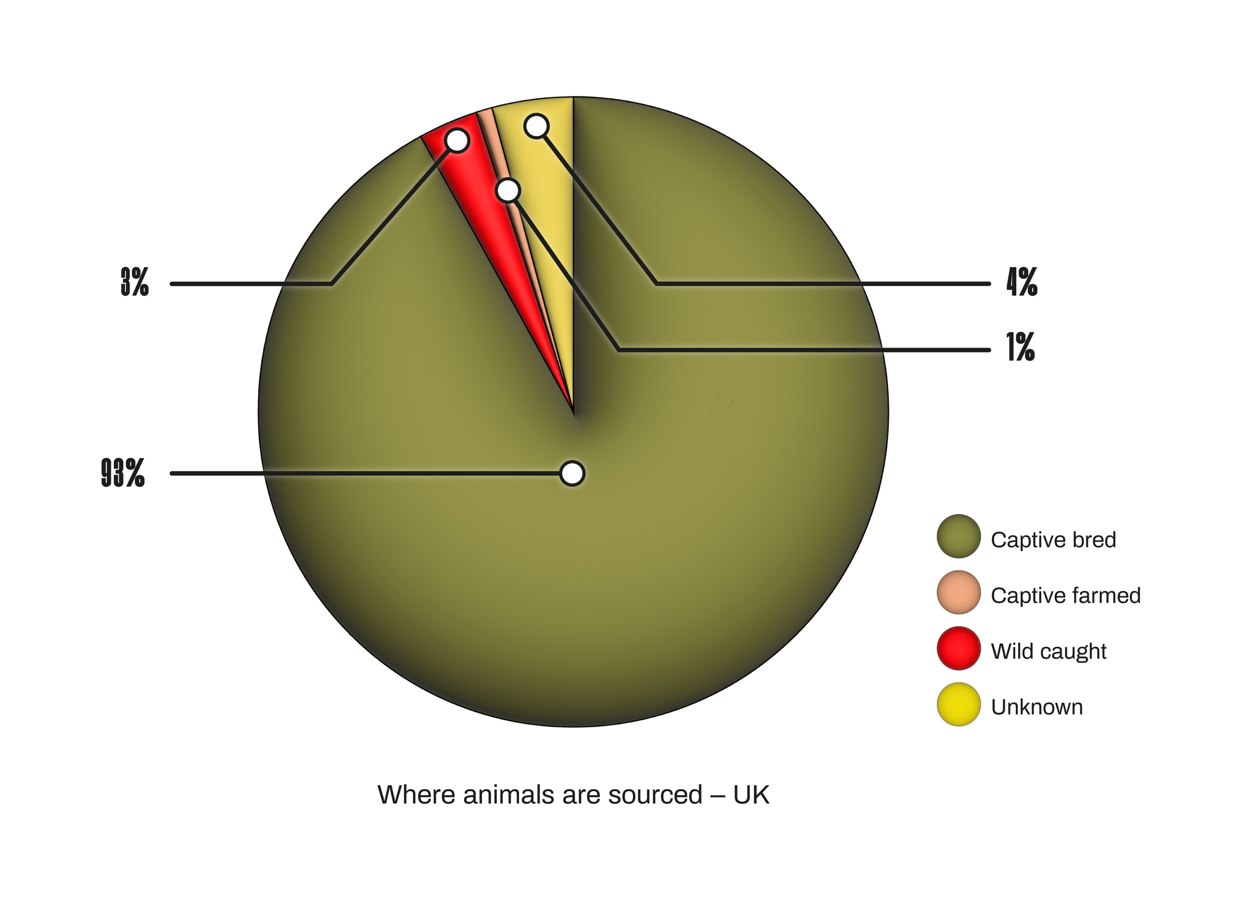 Worldwide Reptile Super Survey - where animals are sourced - UK pie chart