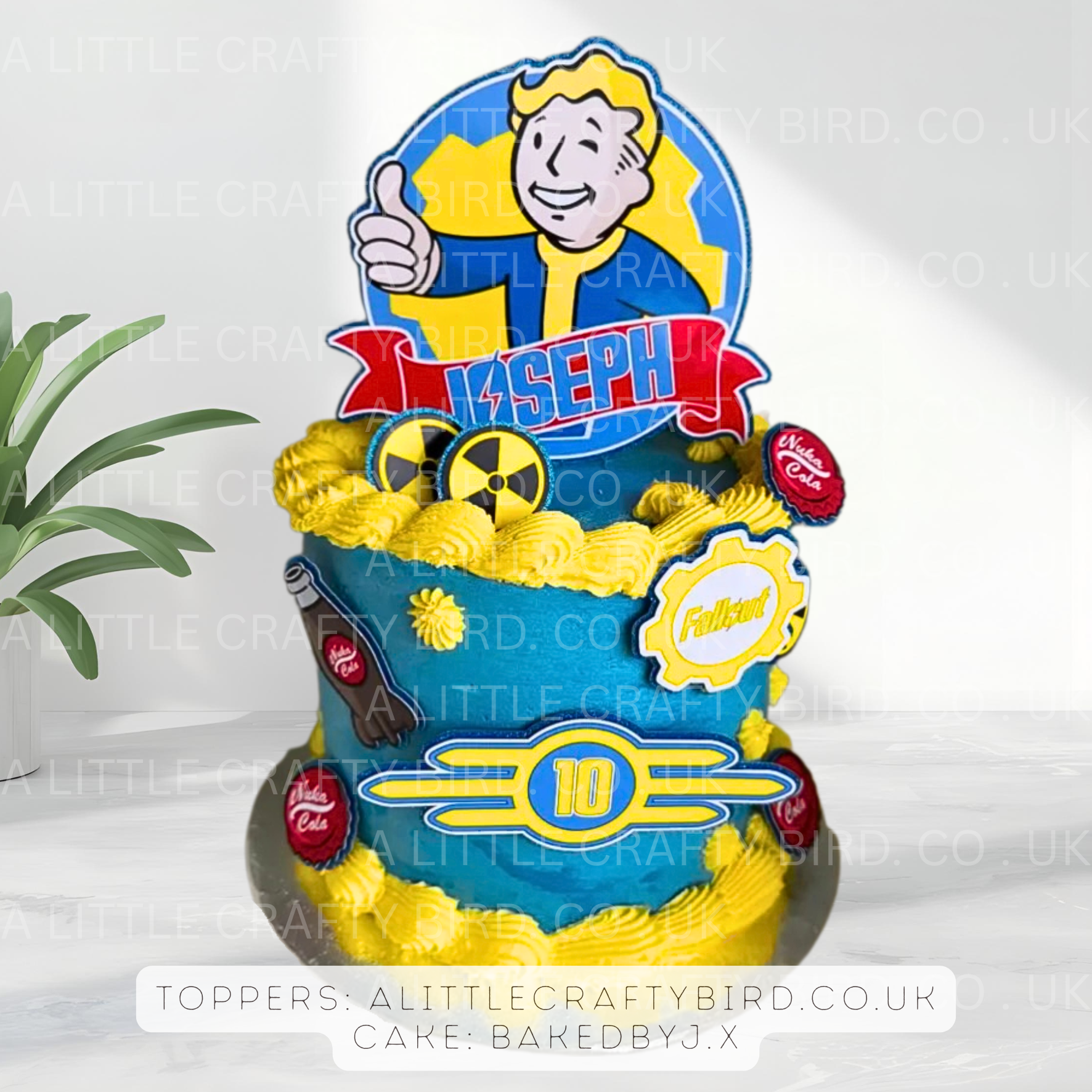 Custom Vault Boy Gamer Cake Topper & Charm Set