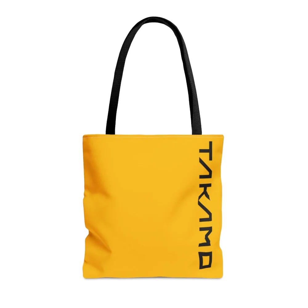 Black on Yellow Takamo Tote Bag Vertical logo Takamo