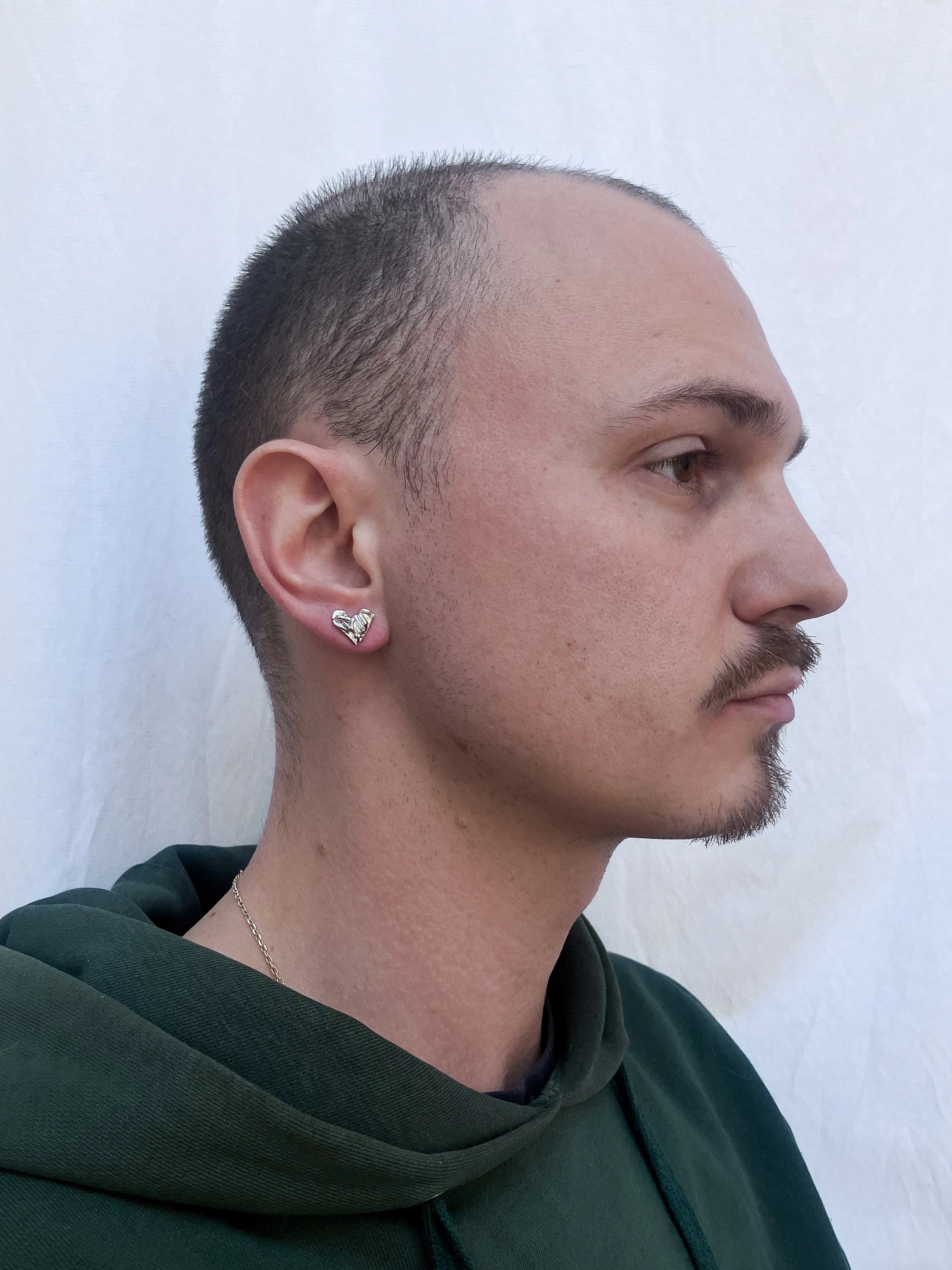 Boucle d’oreille coeur en Argent 925. 004 Portée