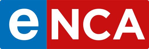 eNCA logo with blue and red background.