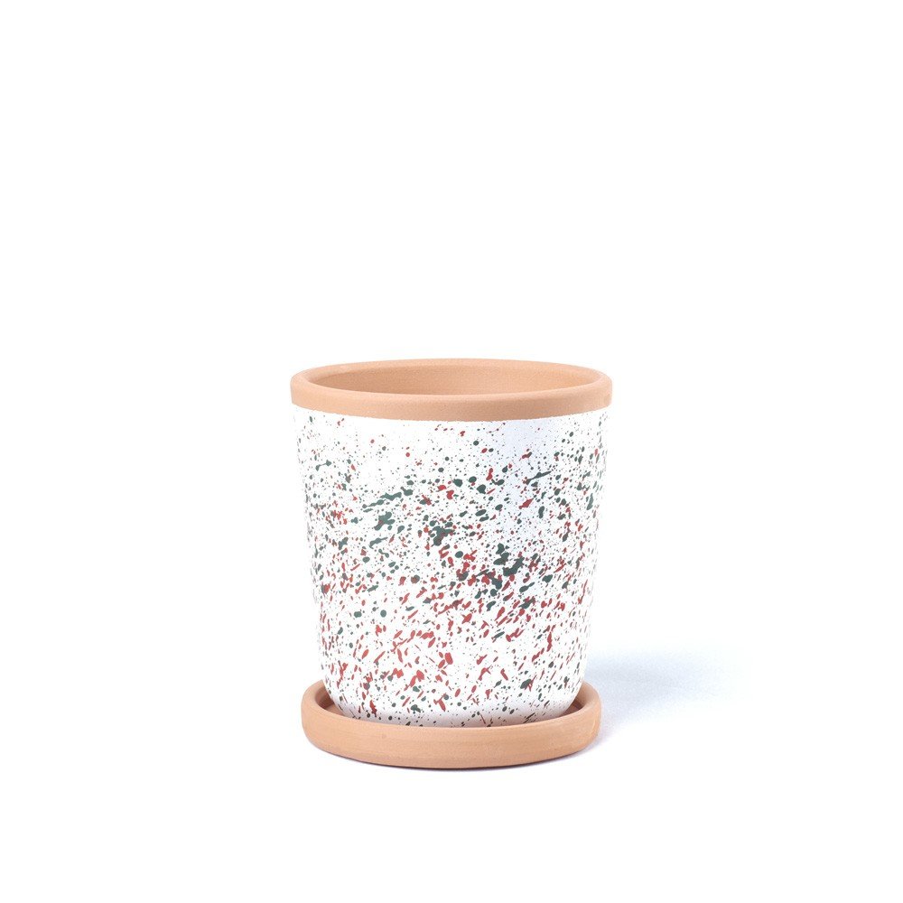 Macetero moteado blanco