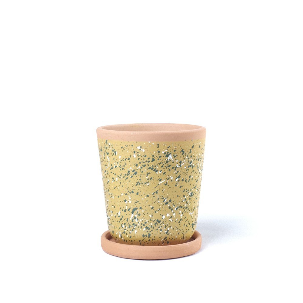 Macetero moteado mostaza