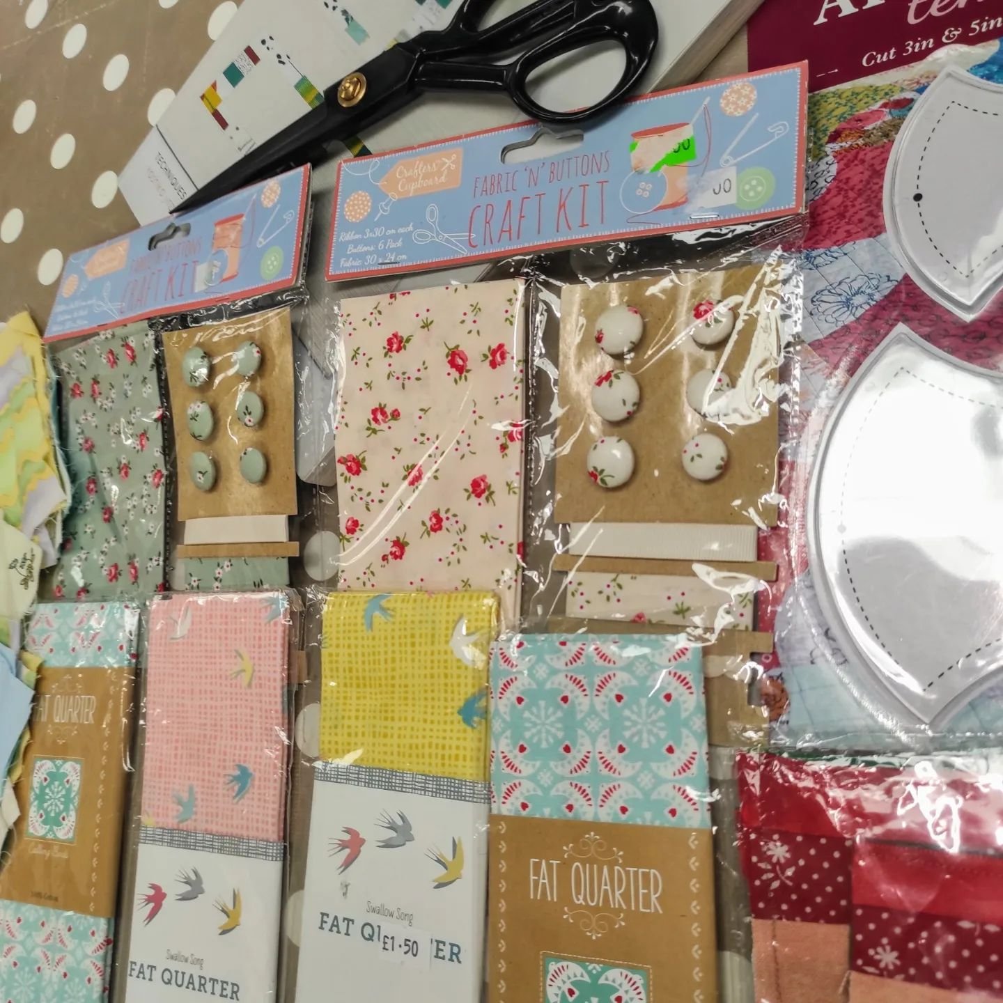 If Quilting is something you are enjoying or maybe considering as a new hobby we have got everything that you need. Fabric, fat quarters, templates, thread and lots of reference books as well. #quilt #quilting #fabric #fatquarterquilt #fatquarter #te