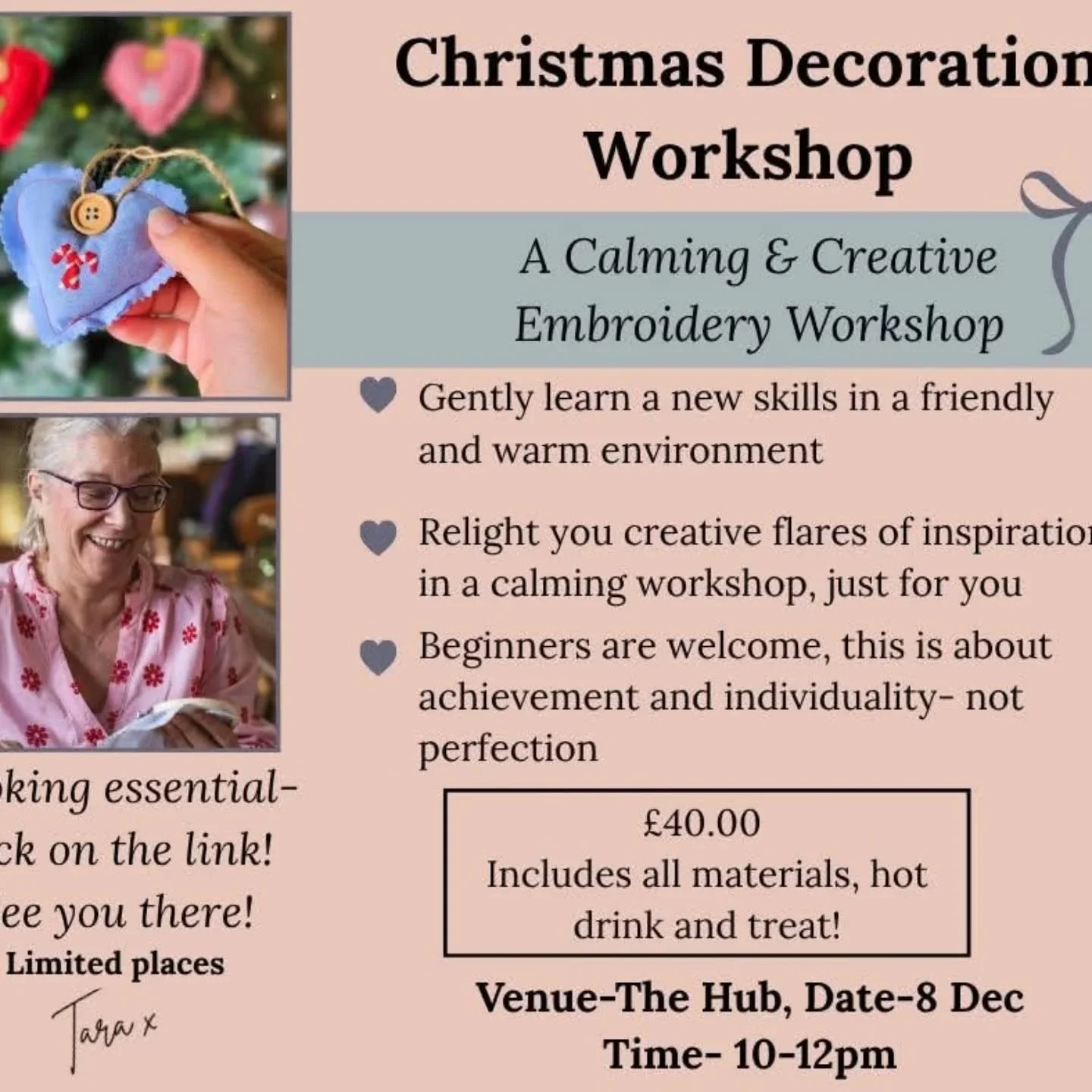 What a wonderful thing to do!  At once you will support the local craft business and our great charity, the Hub.  See you there .