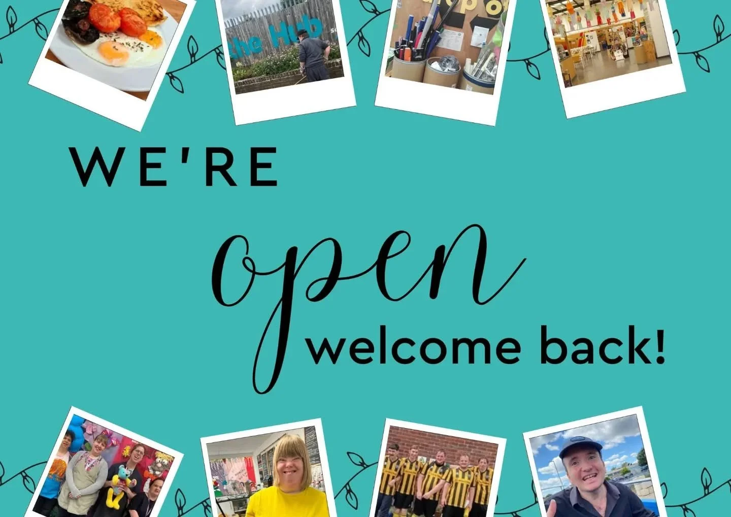 🎉👏Welcome 2026, we are now back OPEN! 👏🎉

For our trainees we are open as normal from 9am this morning.

For our customers, the caf&eacute; and scrapstore  will be open from 9.30am.  We will be selling teas, coffees and cakes this morning with ou