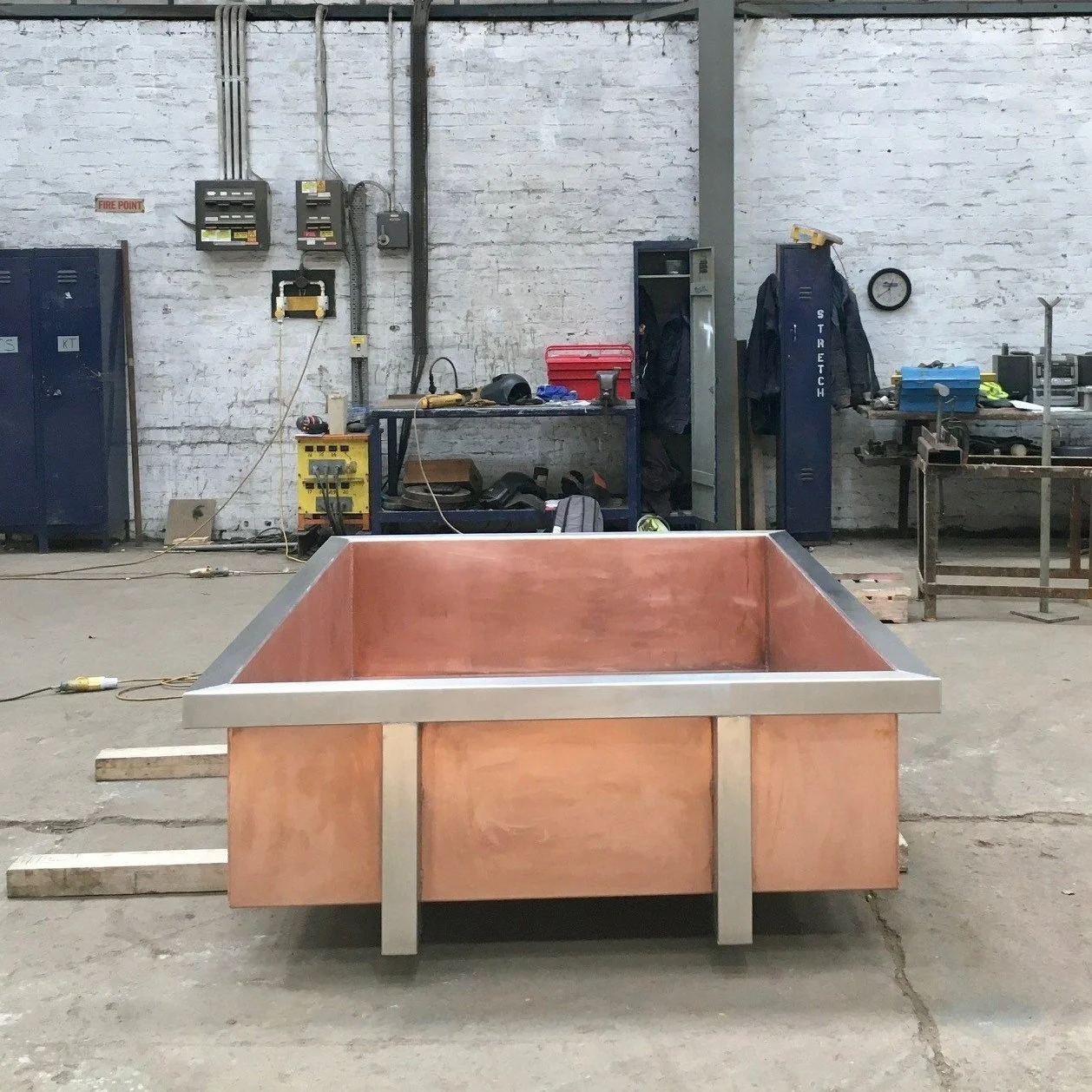 The coolship in contruction at McMillan Coppersmiths, Prestonpans.