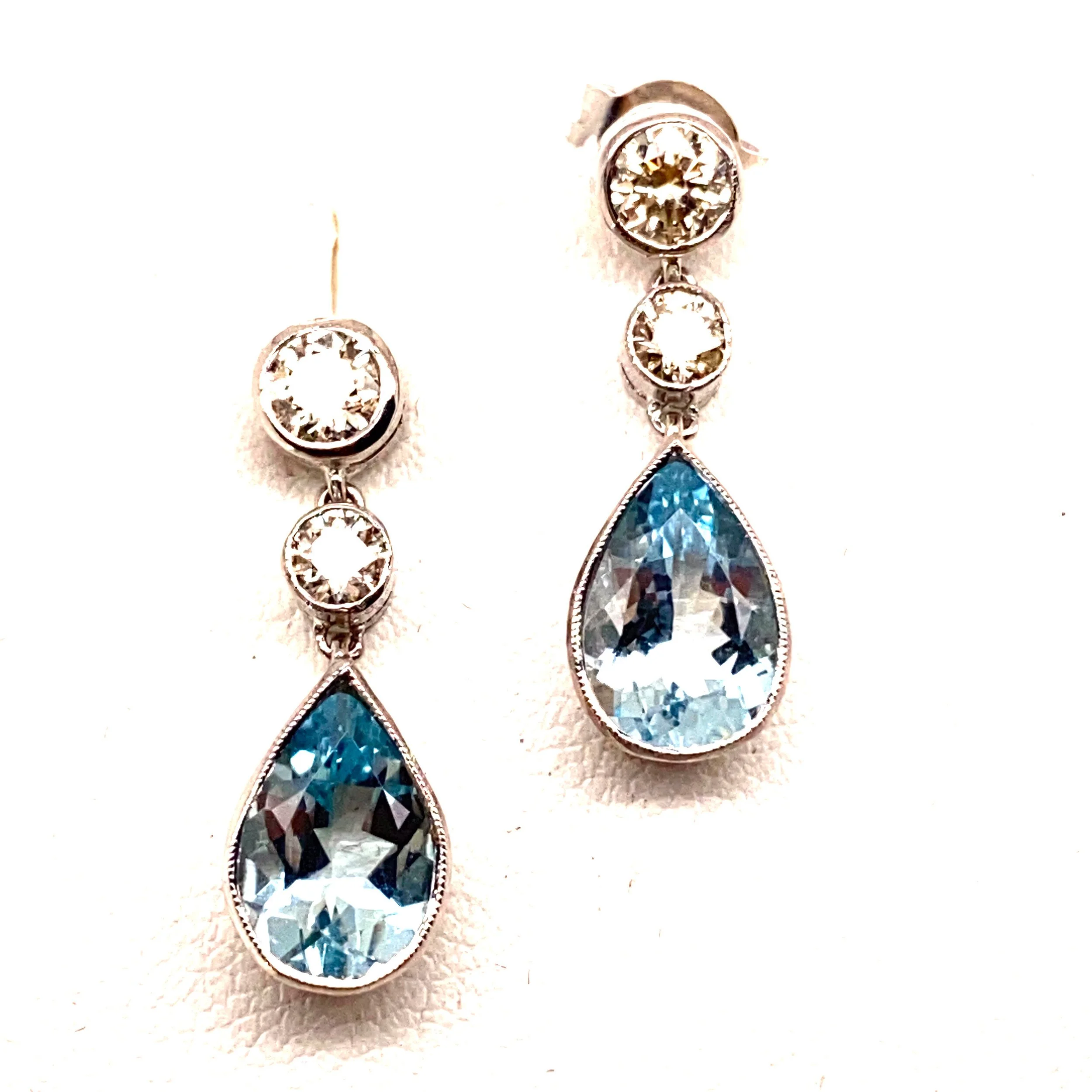 Pretty Aquamarine and Diamond Drops