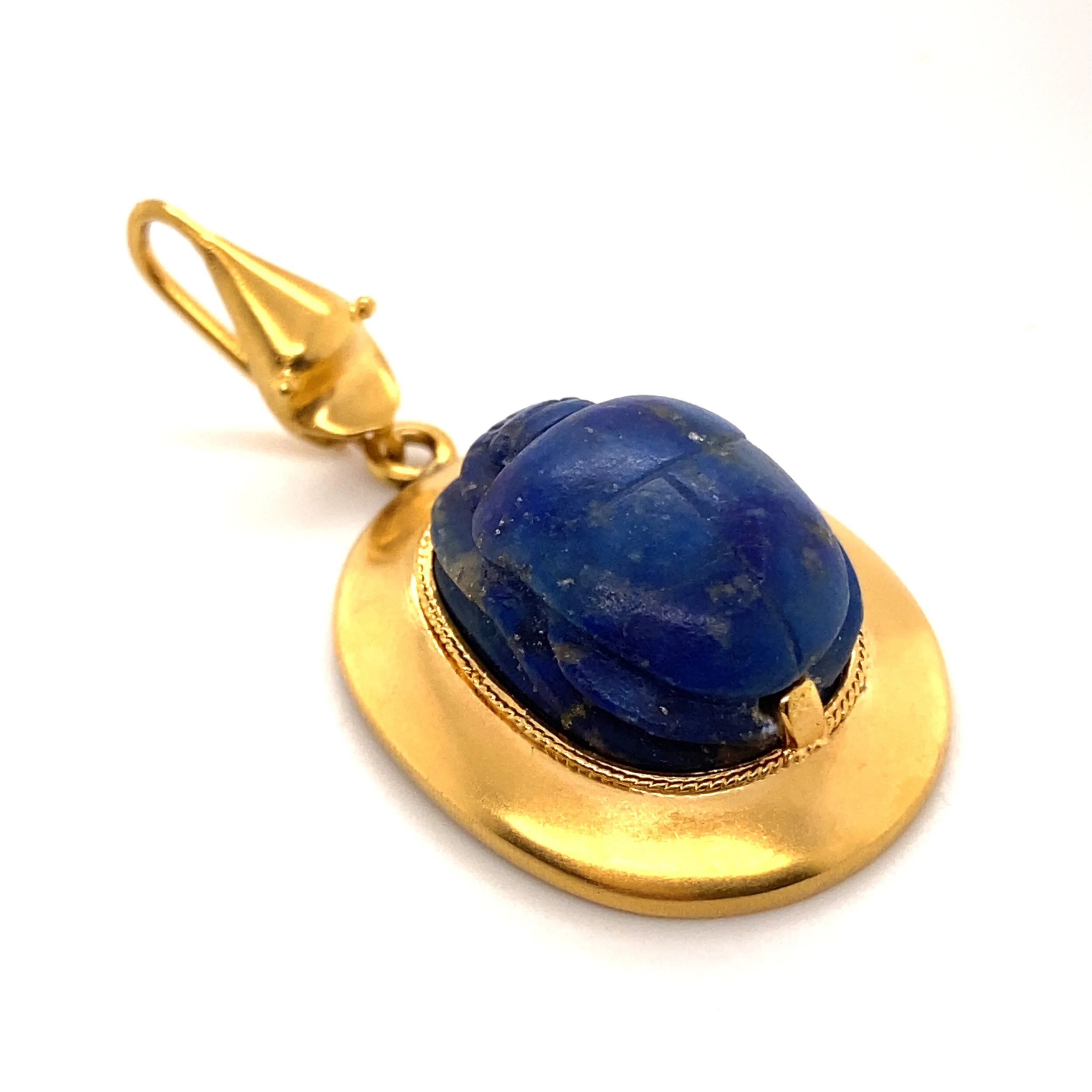 Victorian Lapis Lazuli Scarab with Snake Bail Ca1880