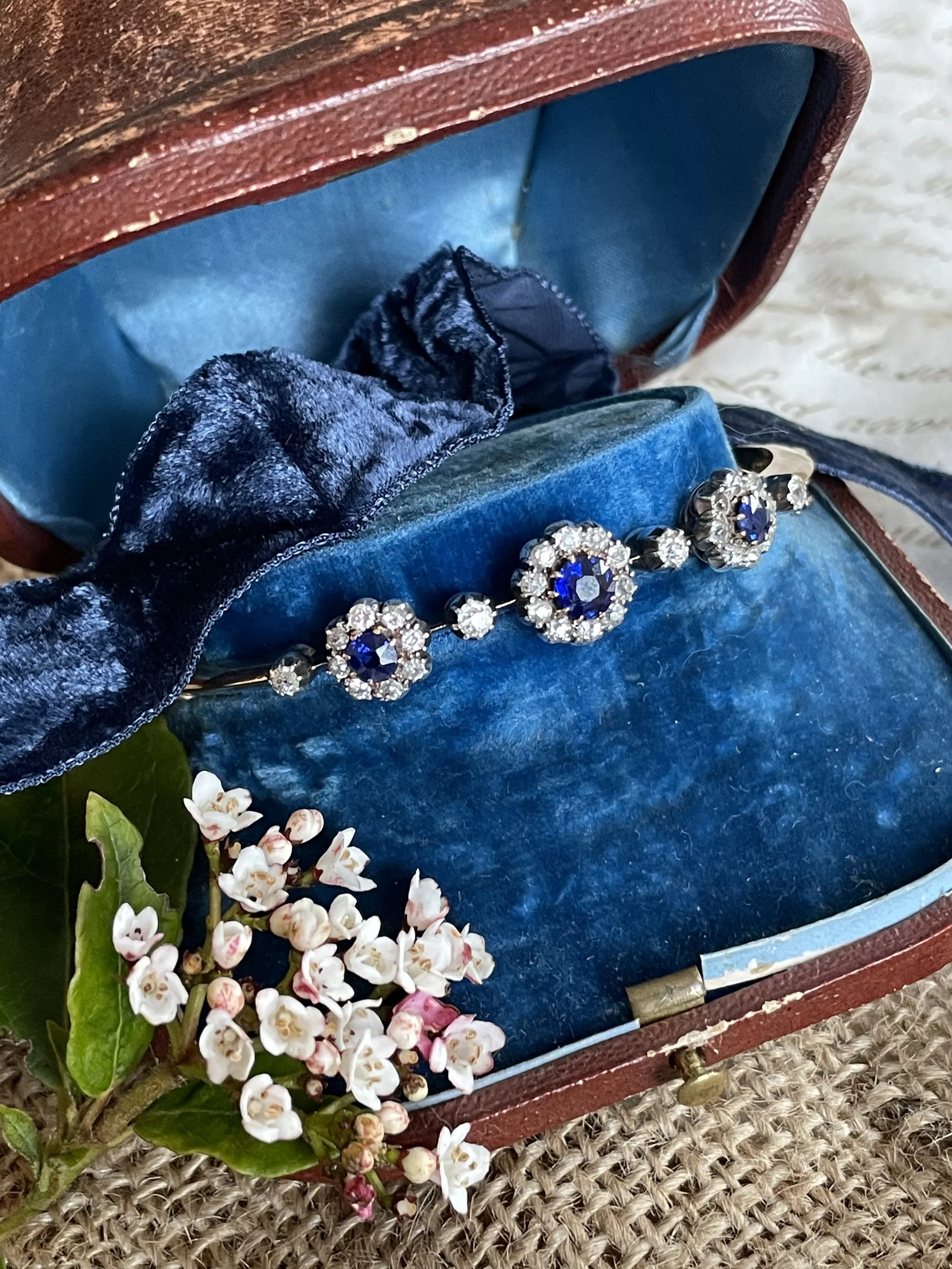 Victorian Sapphire and Diamond Bangle ca 1880