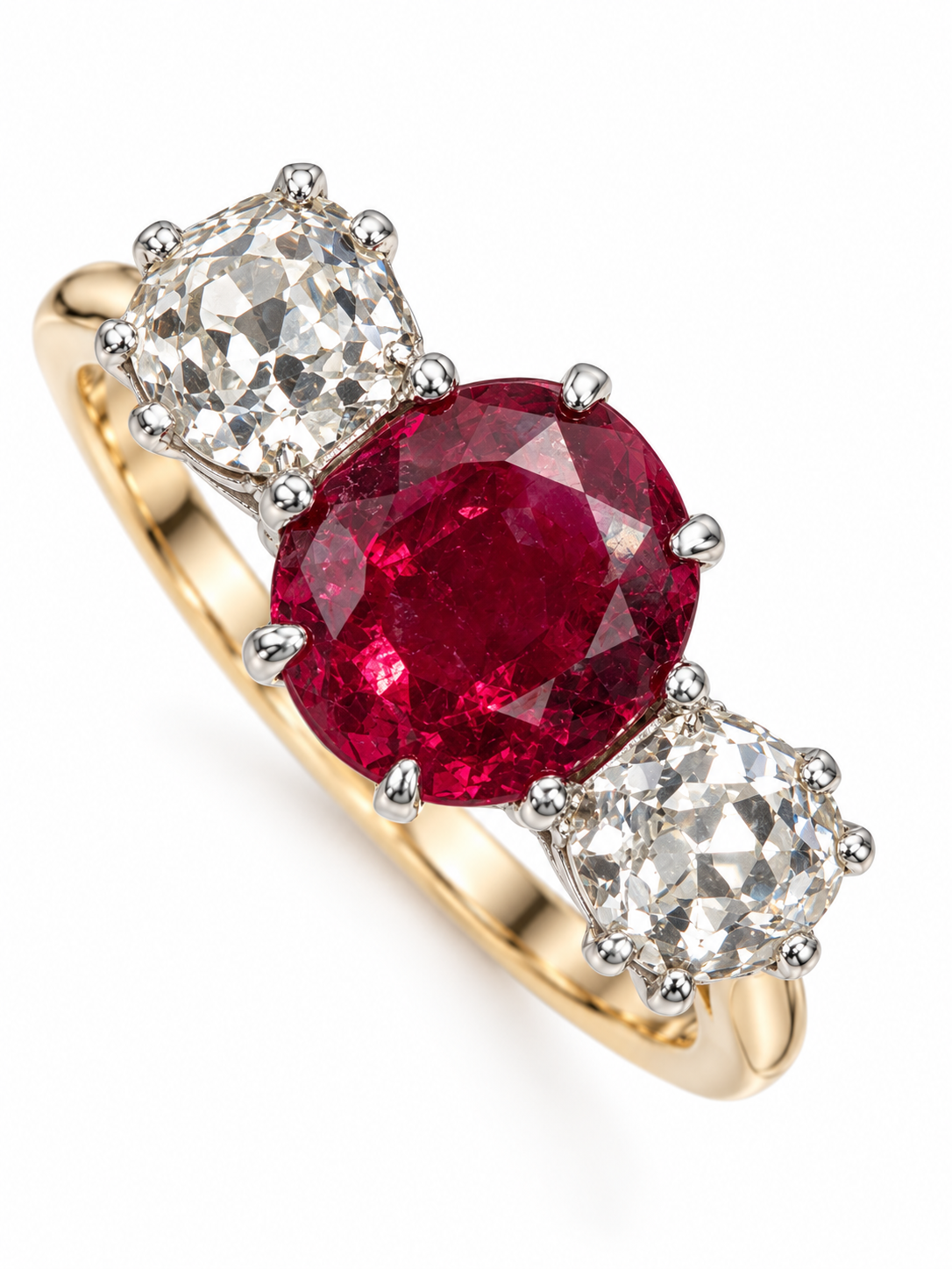 Pretty Oval Ruby and Diamond Ring Ca1940's