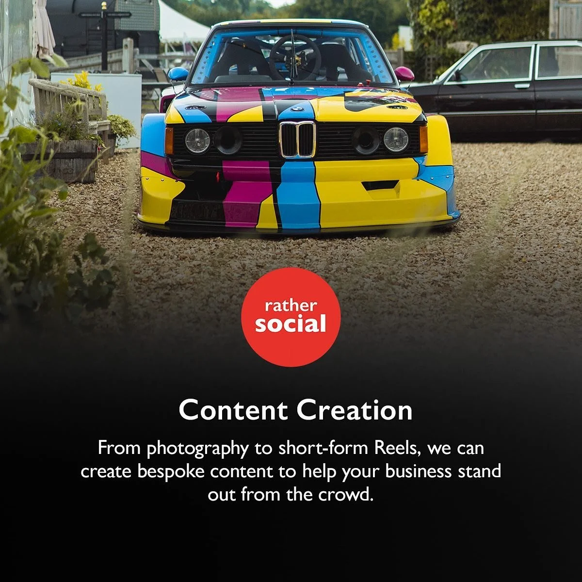 Hey! We&rsquo;re Rather Social, automotive social media specialists.

We offer high quality Content Creation. From photography to short-form Reels, we can create bespoke content to help your business stand out from the crowd.

Engaging content that y