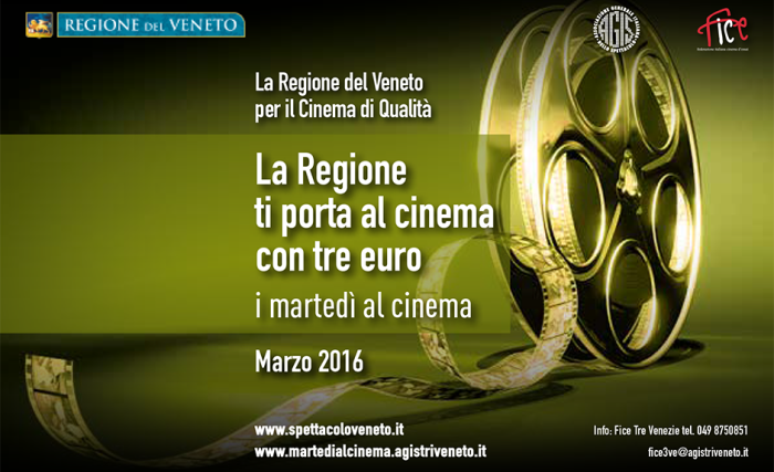 Martedì al cinema a 3 euro. Per tutto marzo, date un occhio alle sale!