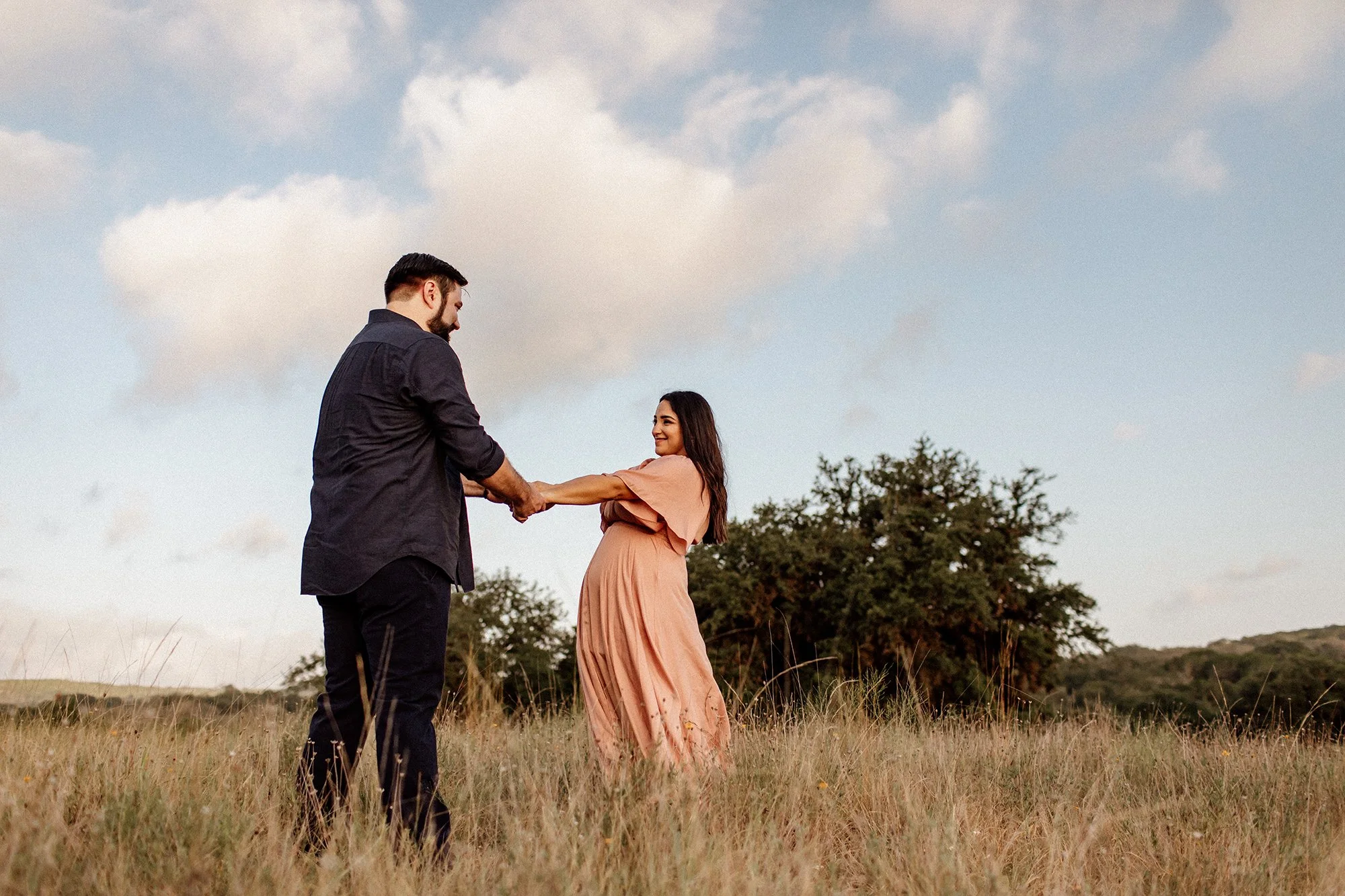 couple in field photography session 