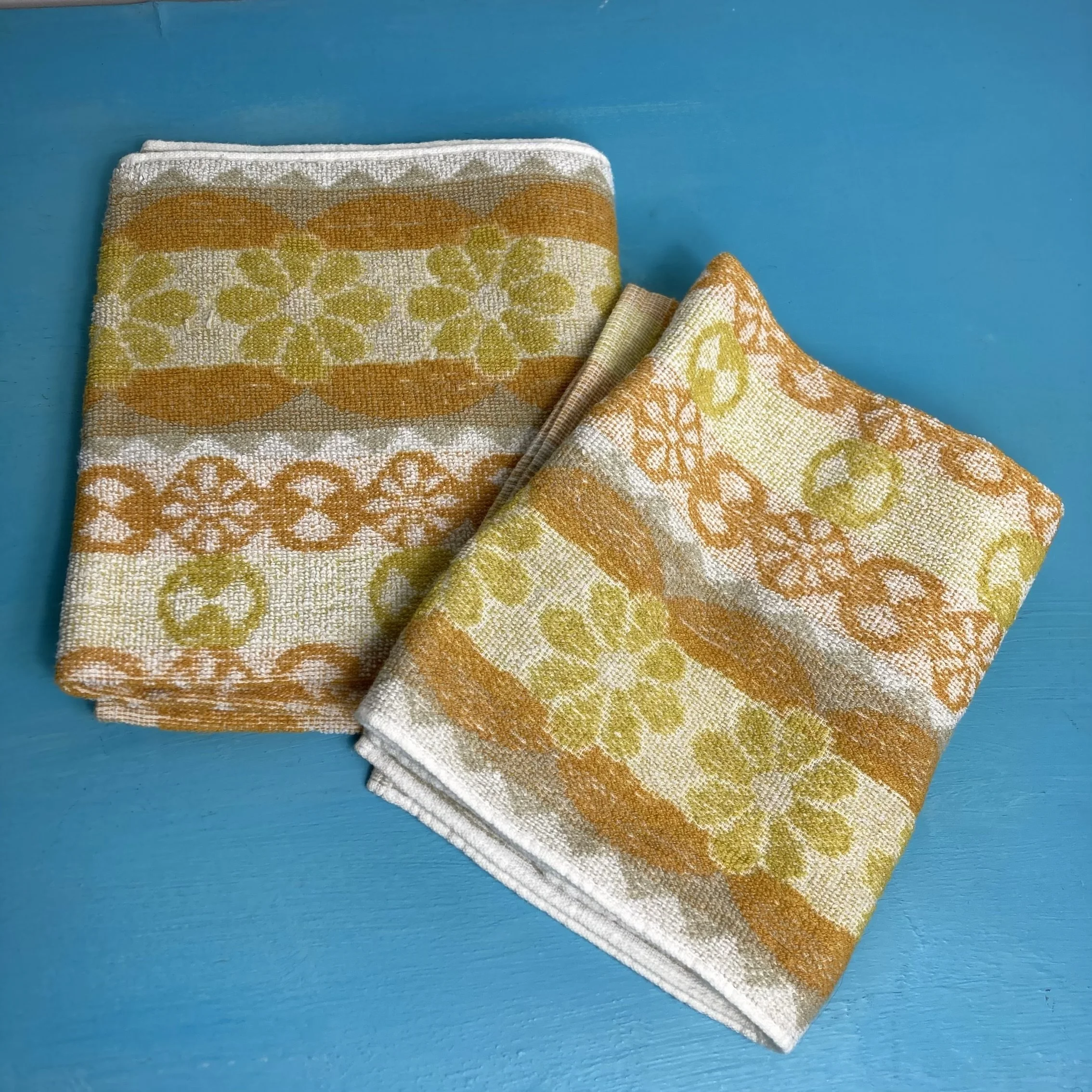 Small Orange Patterned Hand-Towels (Pair)