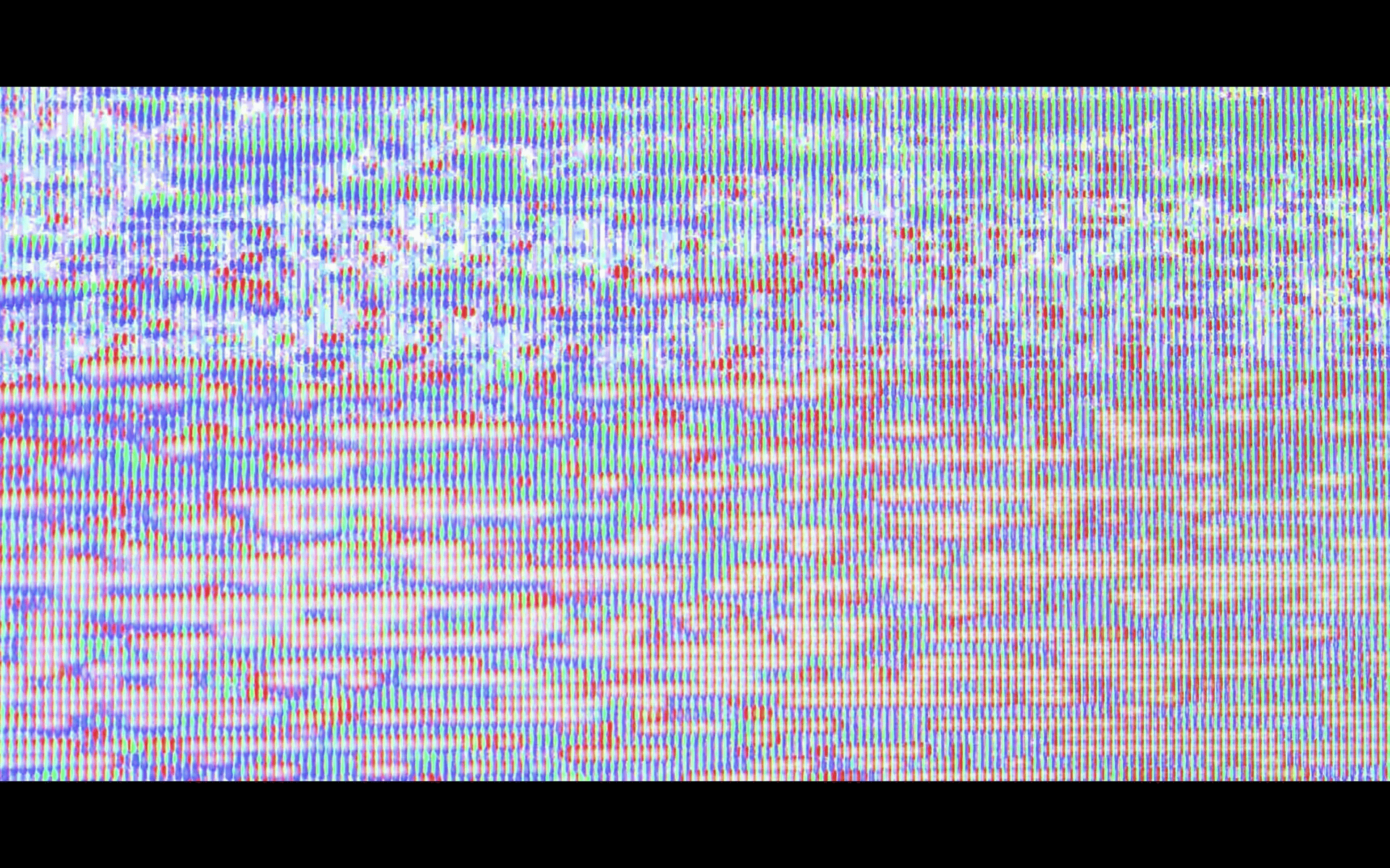 Abstract colorful pixelated pattern with vertical stripes and noise effect.
