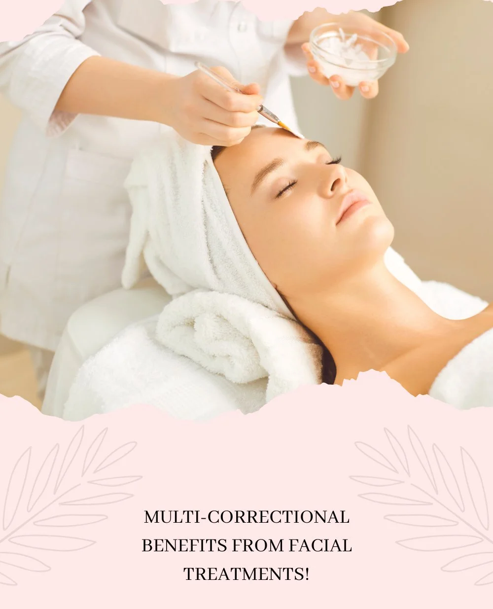 The benefits of facials~⁠
increased circulation⁠
deep cleansing ⁠
improved skin texture and tone ⁠
stress relief⁠
✨Nourish your skin and your soul ⁠
✨Reduce stress and tension⁠
✨Brighten skin⁠
✨Treat skin conditions ⁠
✨Lift and tone facial muscles ⁠
