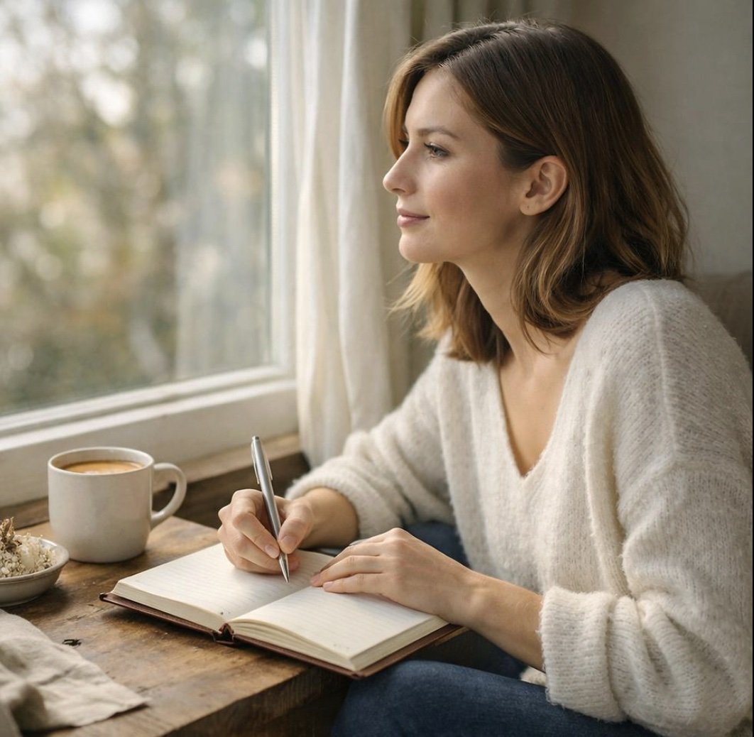 What Are You Holding Onto? August Series by Vine & Branch Counseling featuring a warm cup of coffee and a reflection on letting go of fear, guilt, and anxiety through Christian counseling.