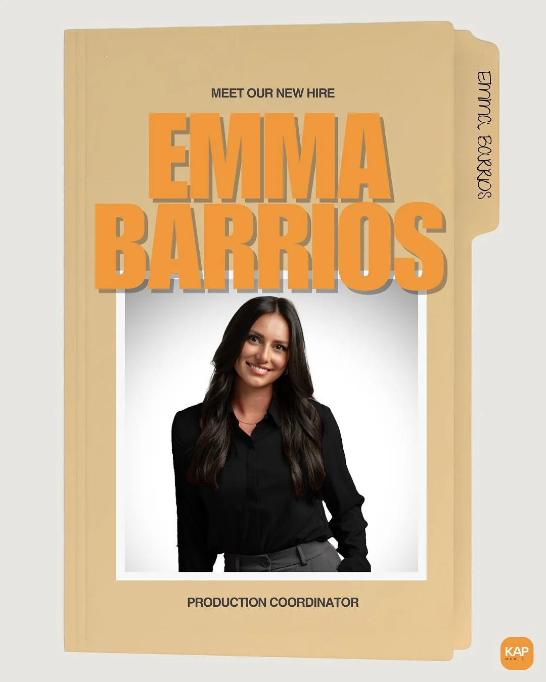 Meet our new hire, Emma Barrios! ✨👏🏻
&nbsp;
Emma joins the KAP team as a Production Coordinator, and she&rsquo;s ready to help take the team&rsquo;s operations to the next level!
&nbsp;
Swipe above to learn more about Emma. Let&rsquo;s give her lov
