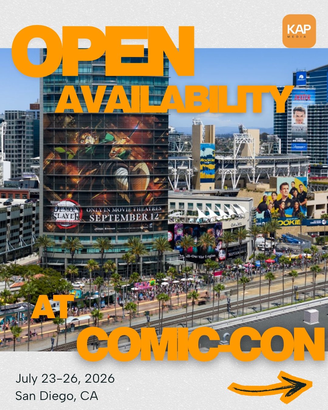 San Diego Comic-Con is almost here, and we have a limited number of premium wallscapes still up for grabs. 👀
&nbsp;
With hundreds of thousands of fans, creators, and media flooding the city, SDCC is one of the biggest moments of the year for brands 