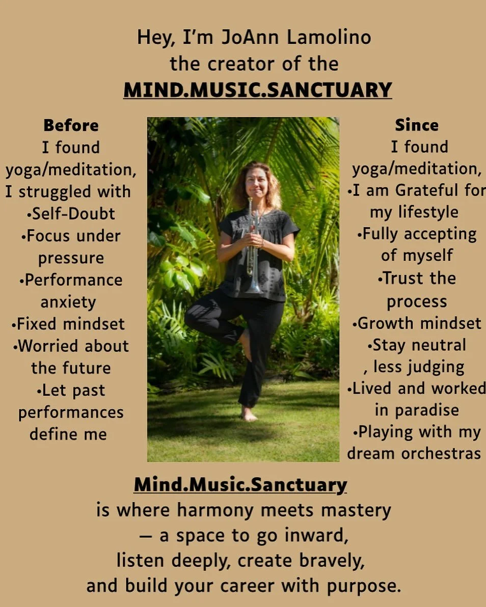 What if I told you there was a time I struggled with all the things most musicians struggle with? 
Yes, it is true. 

🔥This is why I started the Mind.Music.Sanctuary. To share mindfulness modalities like yoga/meditation and breath-work with musician